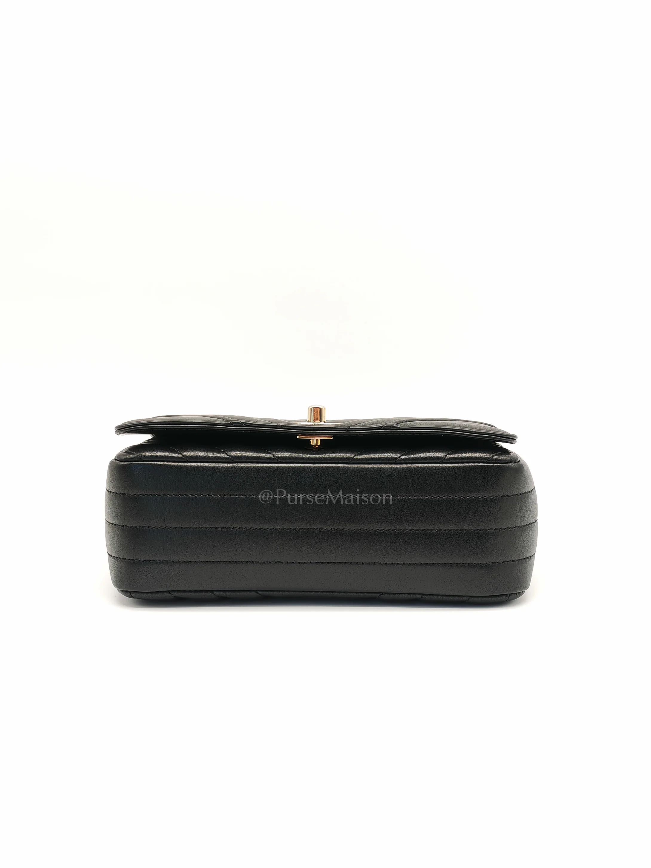 Chanel Statement Flap Small in Black Lambskin Leather Light Gold Hardware (Series 28) - Image 7