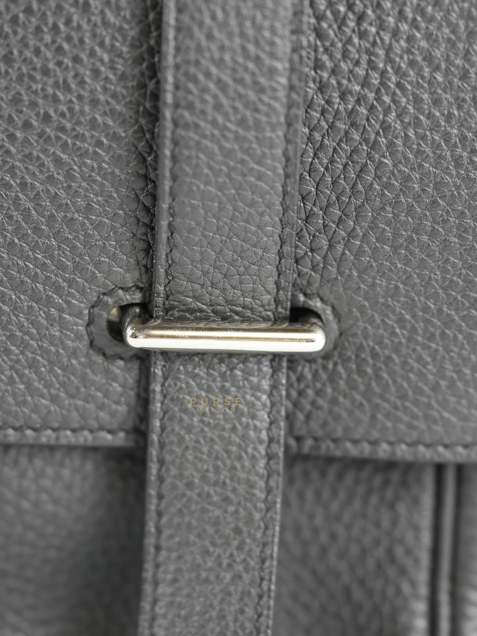 Hermes Steve Messenger 35 in Noir & Etoupe Clemence Leather Palladium Hardware Stamp X(2016) - Image 34