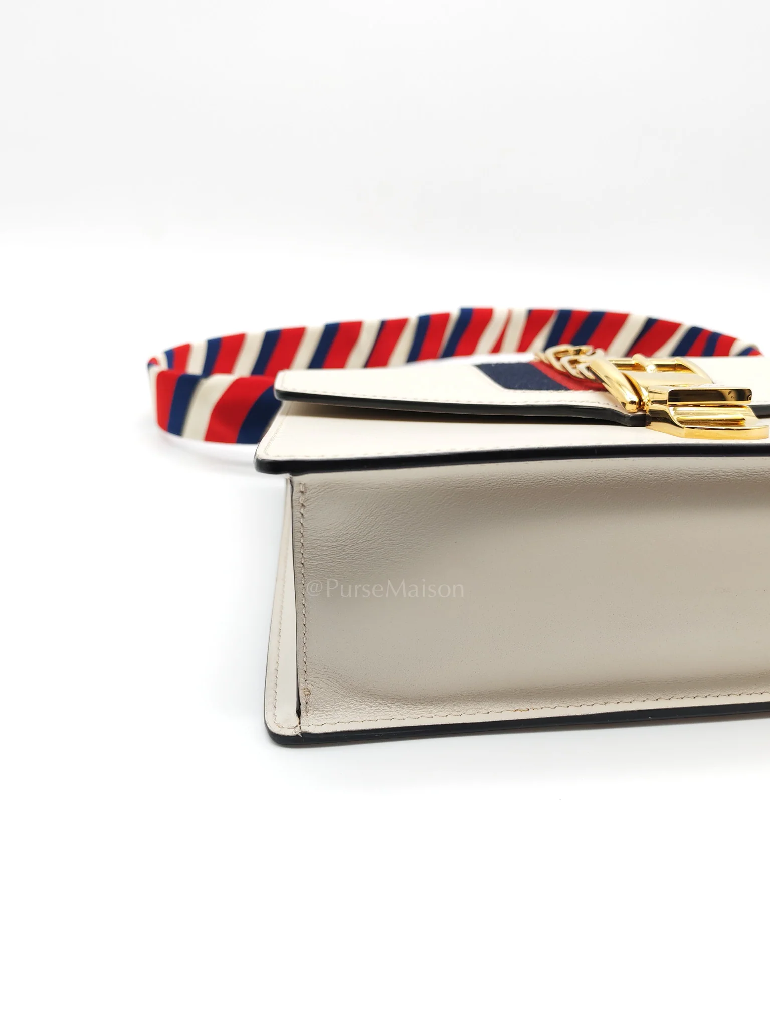 Gucci Sylvie Shoulder Bag in Off White Smooth Calfskin Leather - Image 10