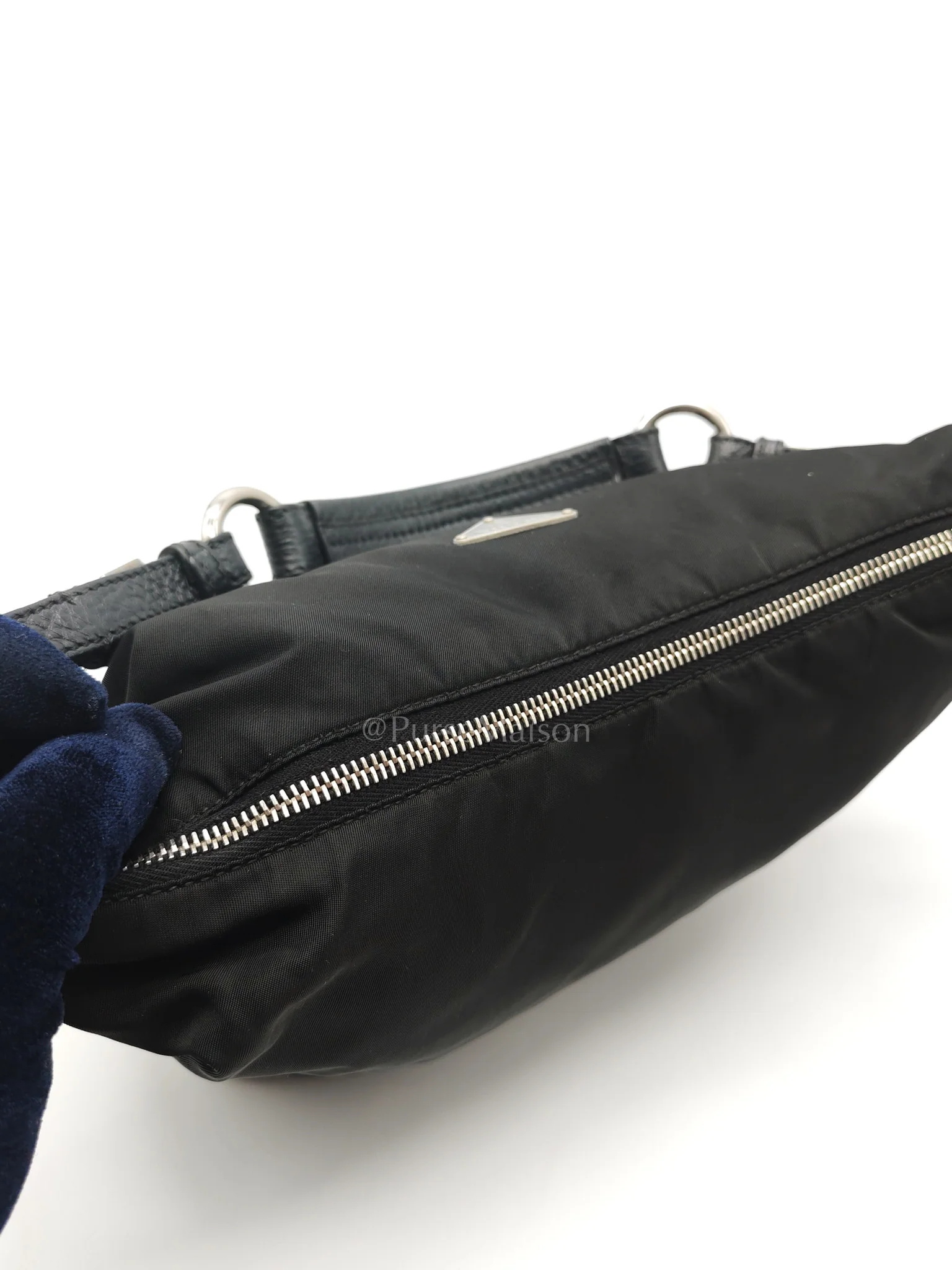Prada Tessuto Shoulder Bag in Black Nylon Canvas & Silver Hardware - Image 23