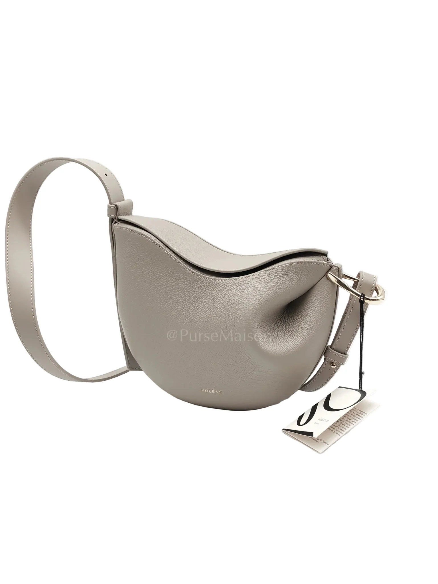 Polene Tonca Taupe in Grained Calfskin Leather Crossbody Bag - Image 3