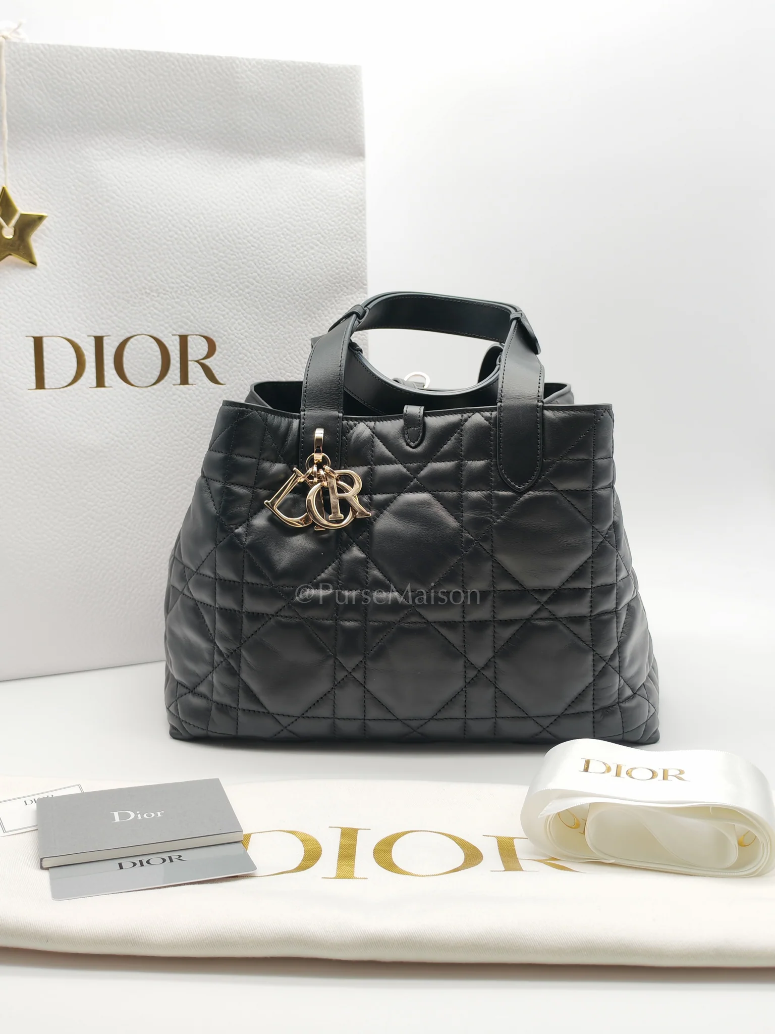 Christian Dior Toujours Medium in Black Lambskin Leather Hand Bag - Image 35