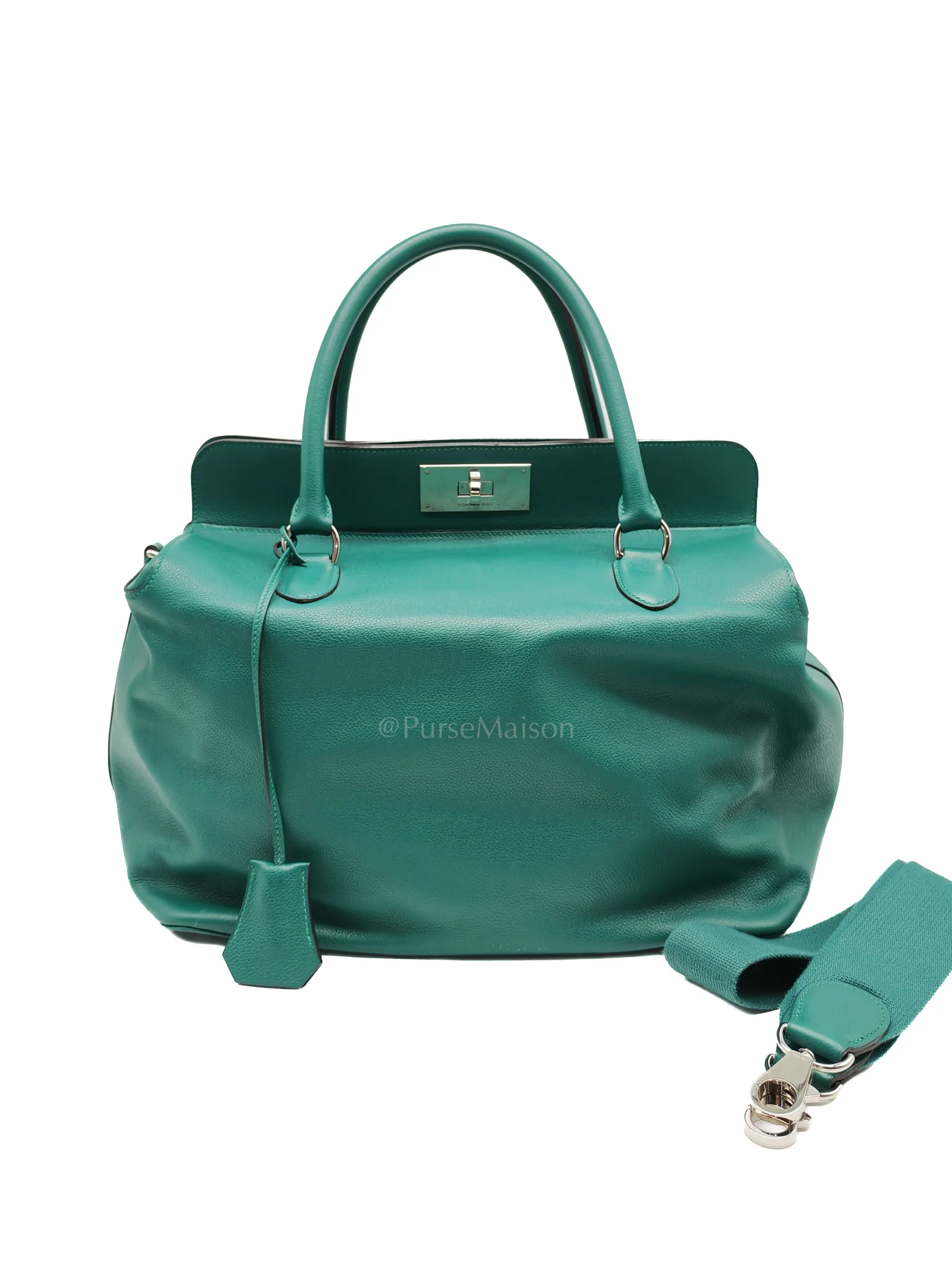 Hermes Toolbox 33 in Malachite Evercolor Leather Palladium Hardware