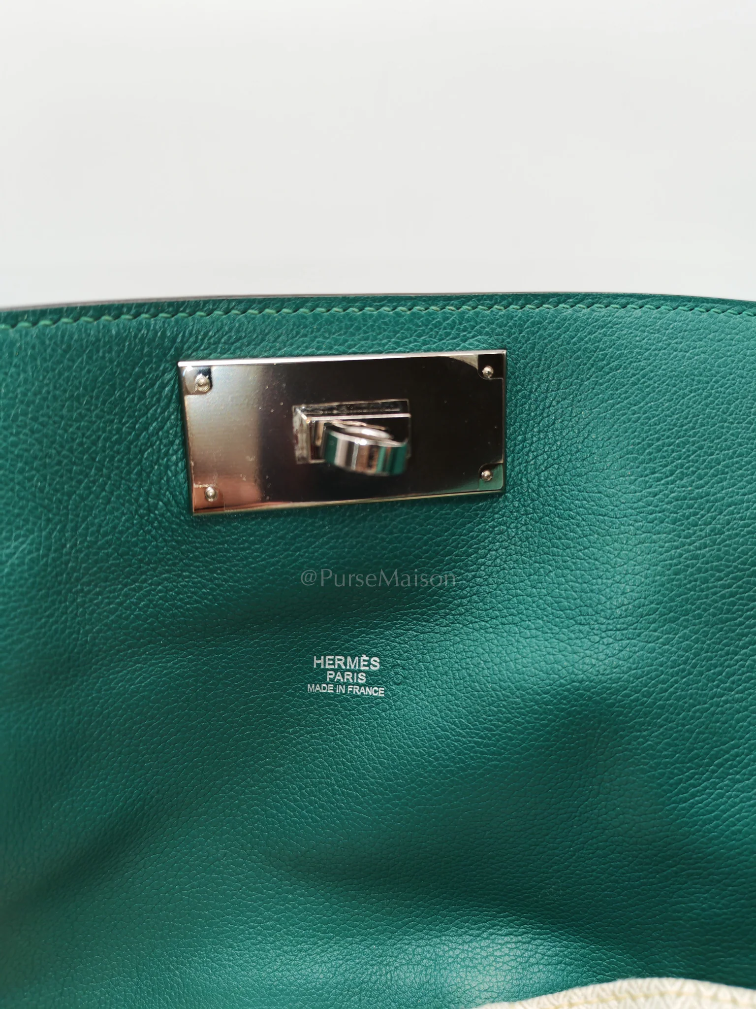 Hermes Toolbox 33 in Malachite Evercolor Leather Palladium Hardware - Image 30