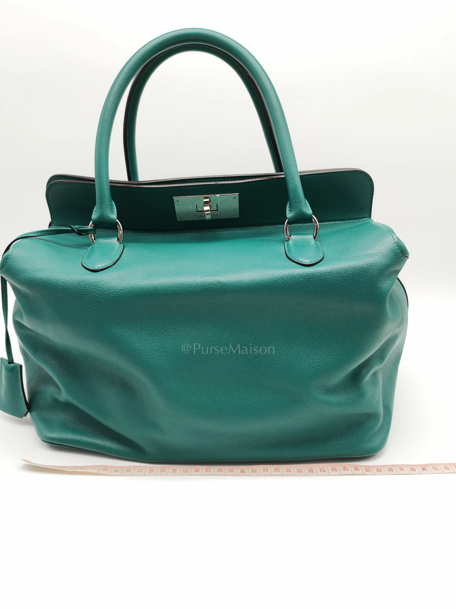 Hermes Toolbox 33 in Malachite Evercolor Leather Palladium Hardware - Image 37