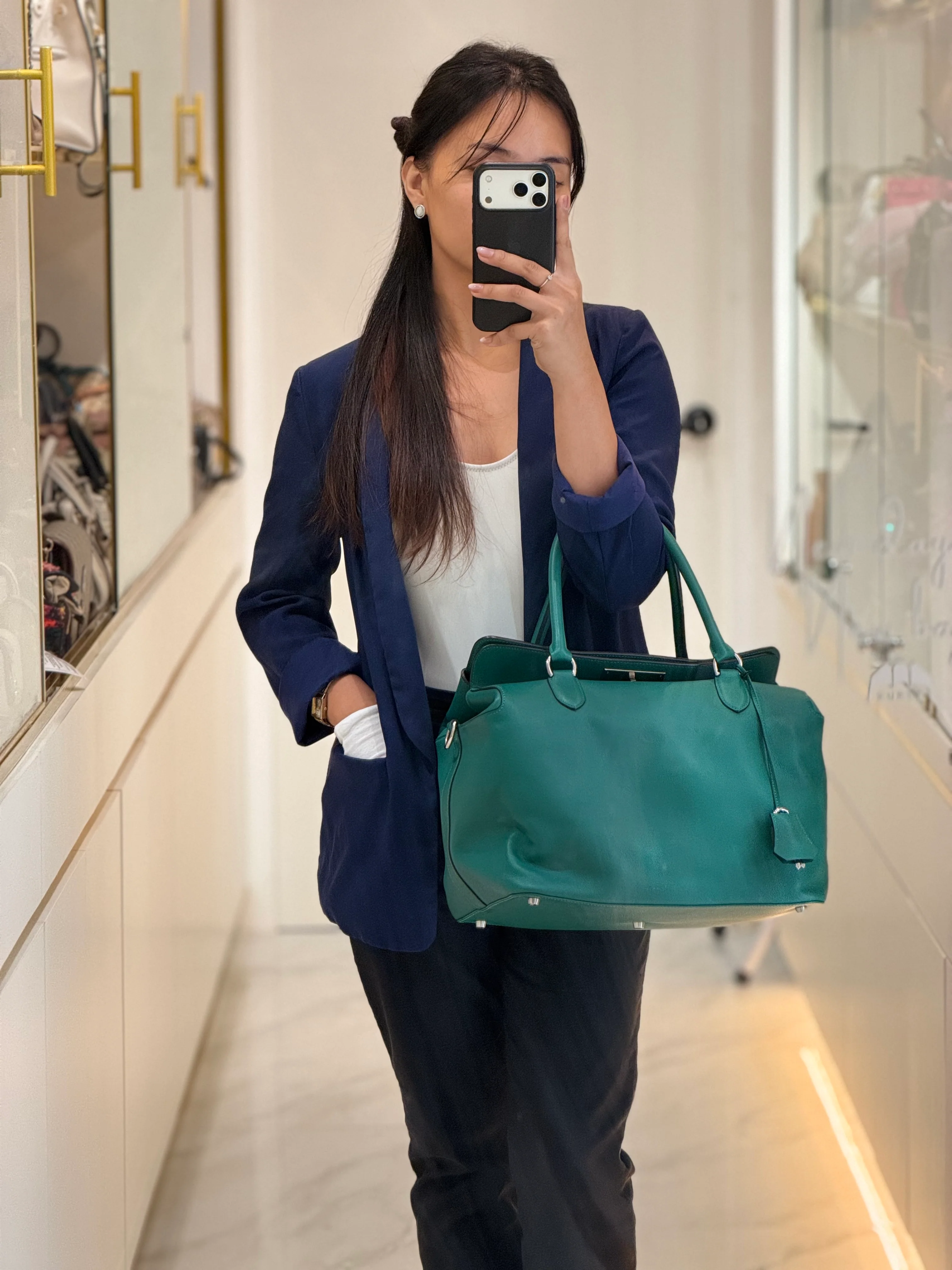 Hermes Toolbox 33 in Malachite Evercolor Leather Palladium Hardware - Image 42
