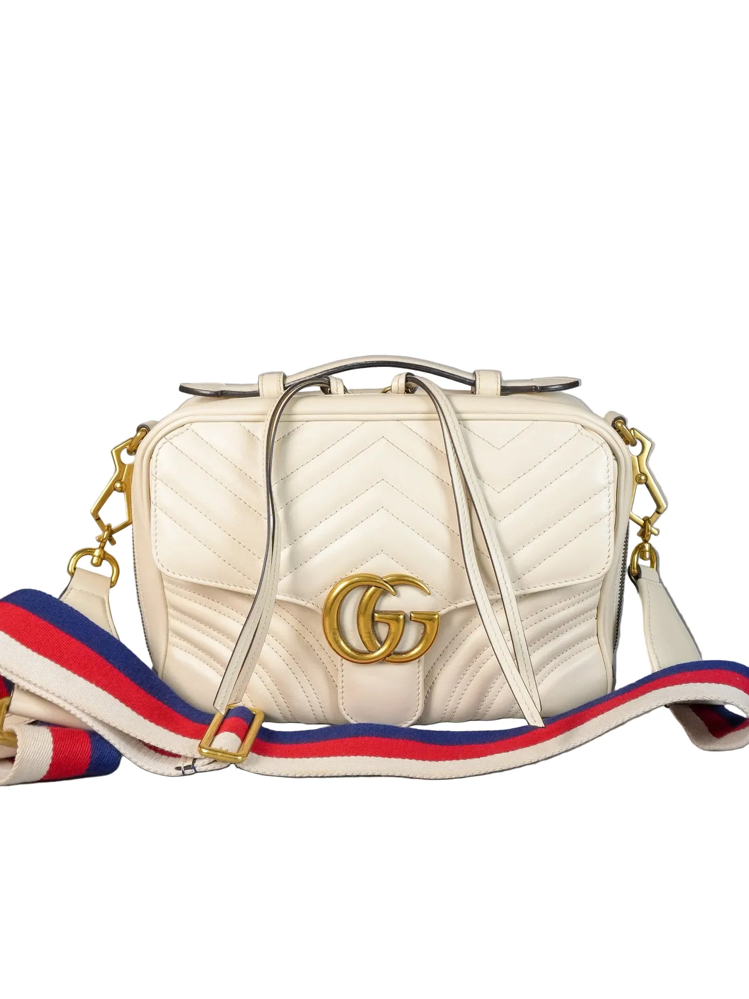 Gucci GG Marmont Top-Handle Medium in Matelassé Sylvie Web Calfskin Leather