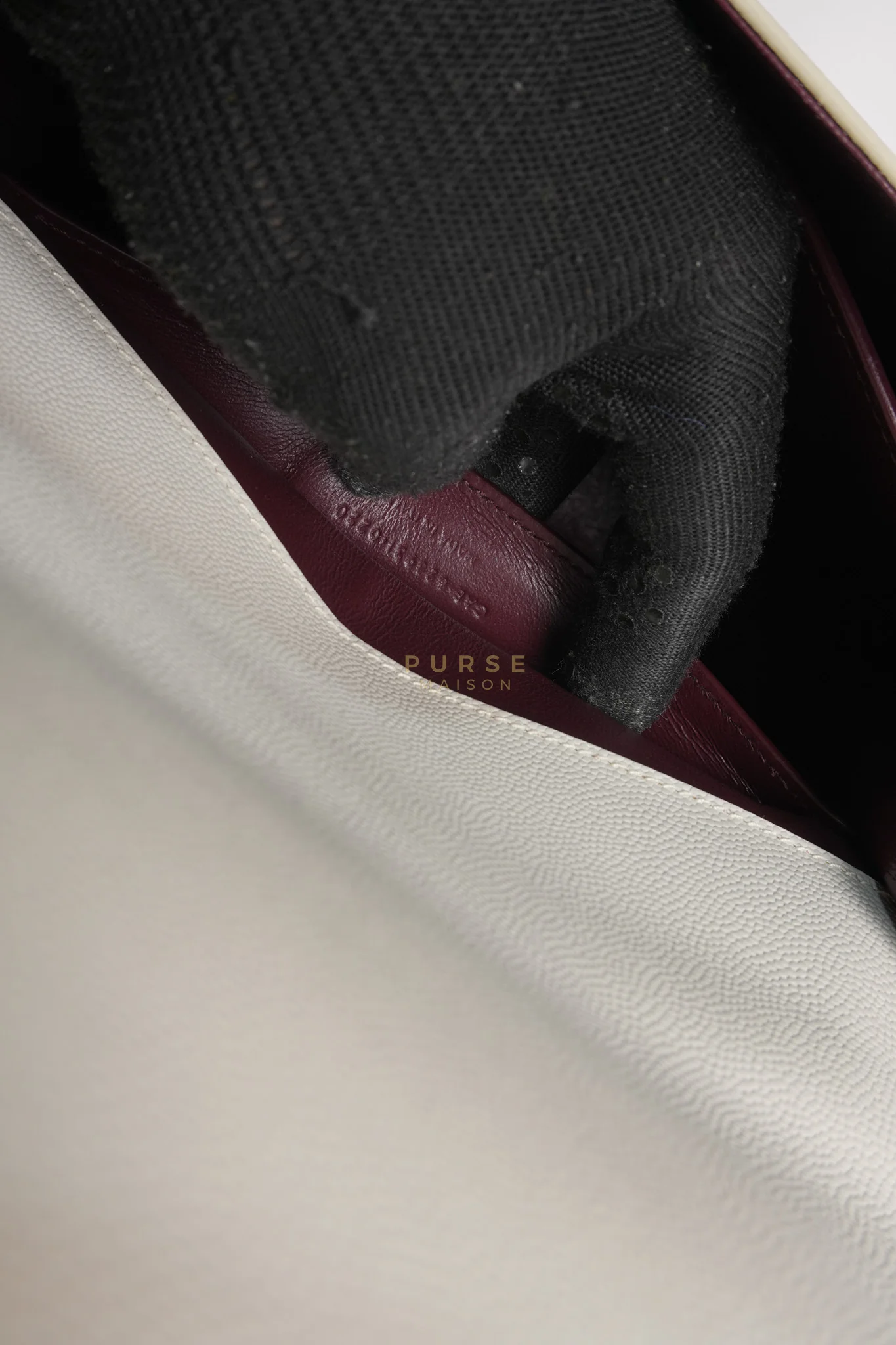 Yves Saint Laurent Cassandra Top Handle Medium in Off White Grained Calfskin Leather - Image 28