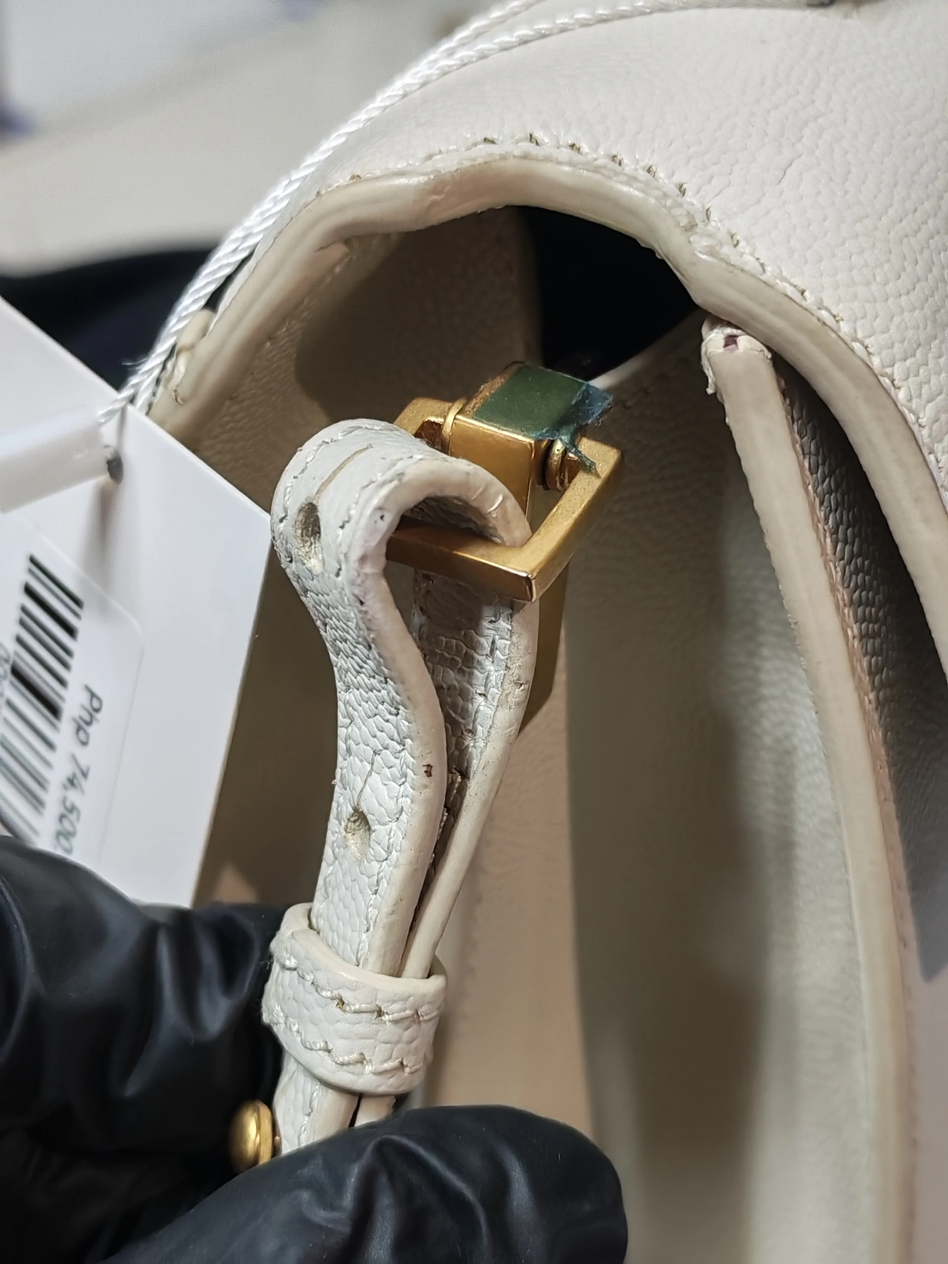 Yves Saint Laurent Cassandra Top Handle Medium in Off White Grained Calfskin Leather - Image 31