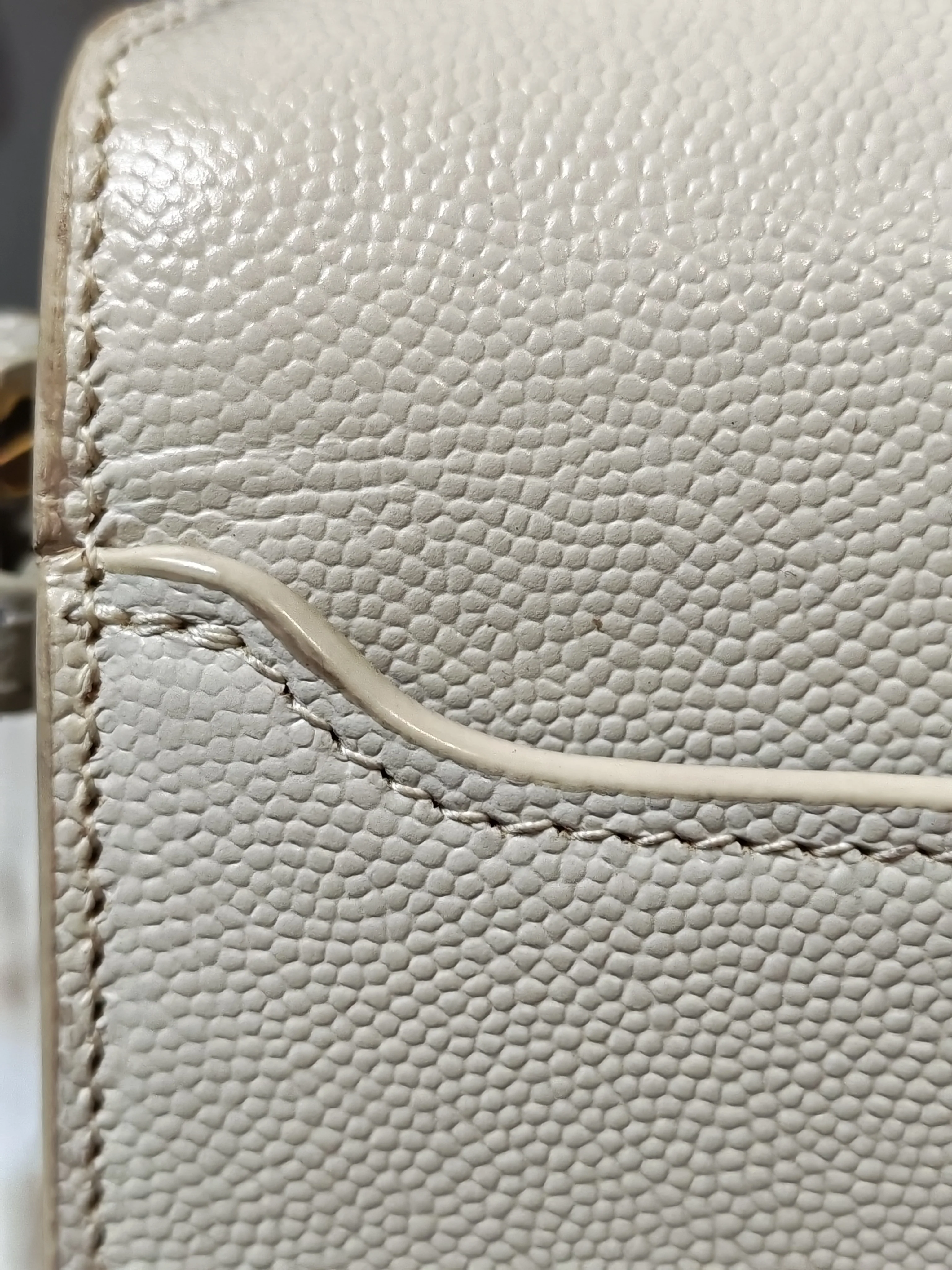Yves Saint Laurent Cassandra Top Handle Medium in Off White Grained Calfskin Leather - Image 41