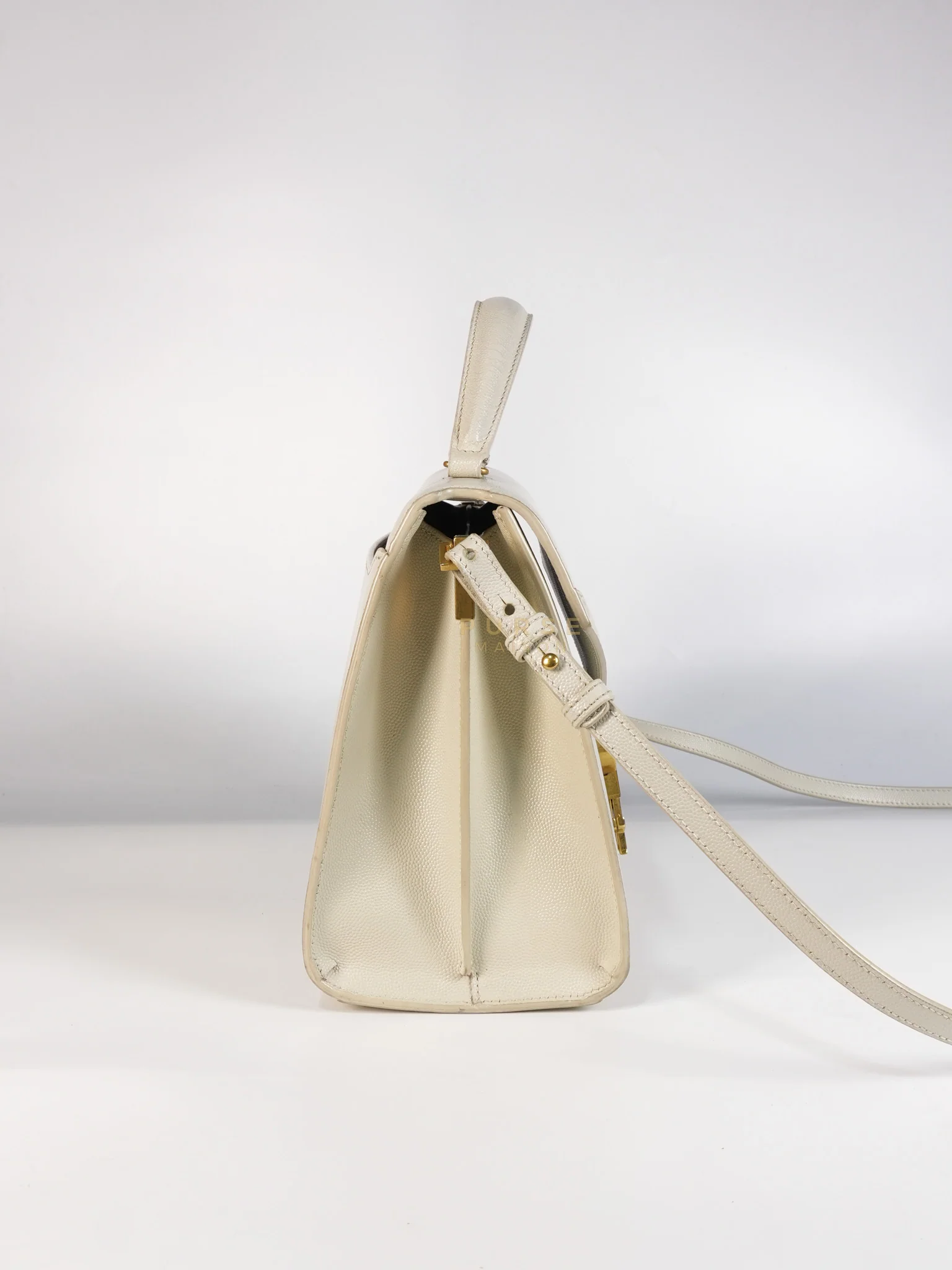 Yves Saint Laurent Cassandra Top Handle Medium in Off White Grained Calfskin Leather - Image 5