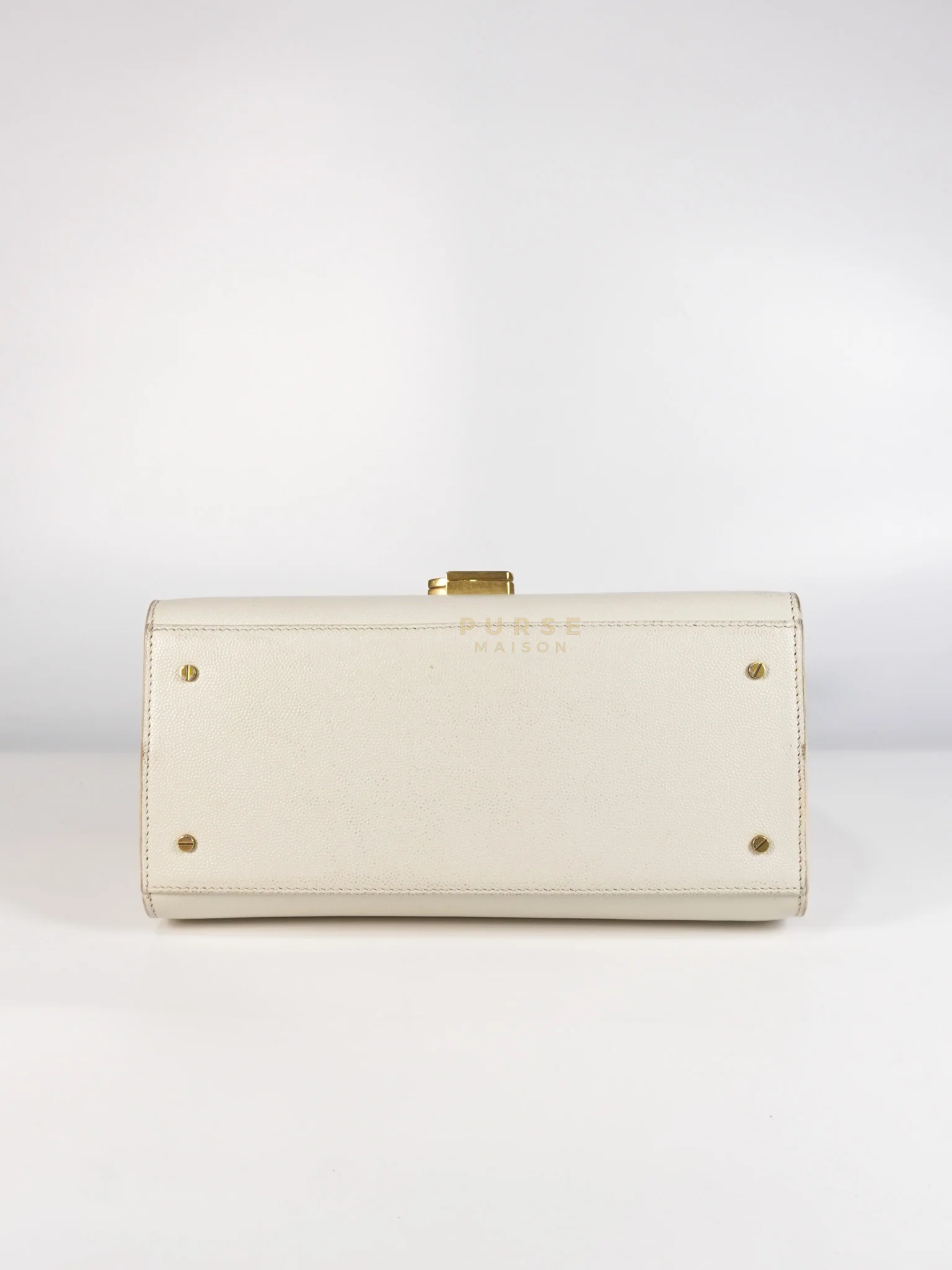 Yves Saint Laurent Cassandra Top Handle Medium in Off White Grained Calfskin Leather - Image 7