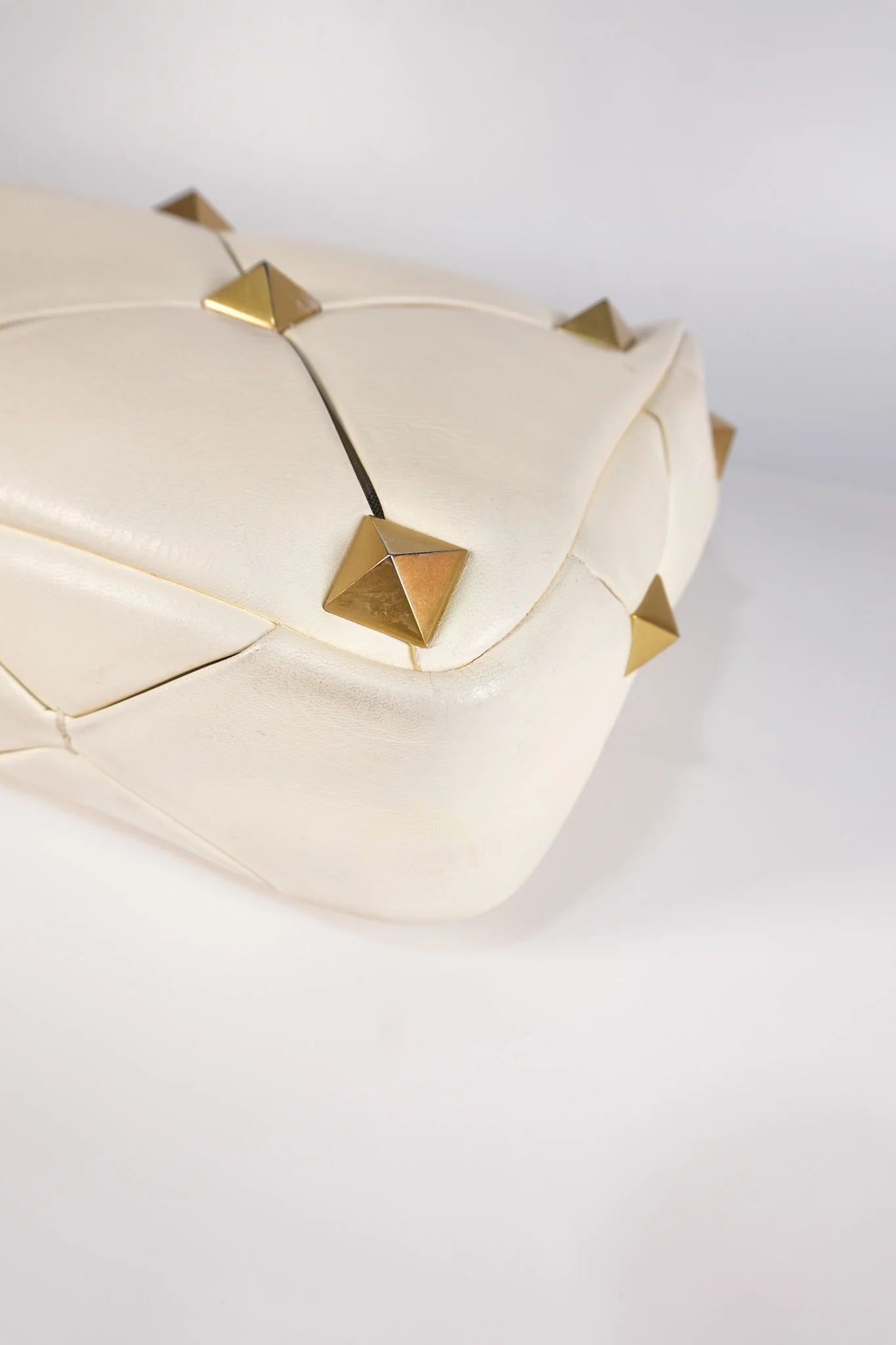 Valentino Roman Stud Top Handle Off White Nappa Leather Crossbody Bag - Image 11
