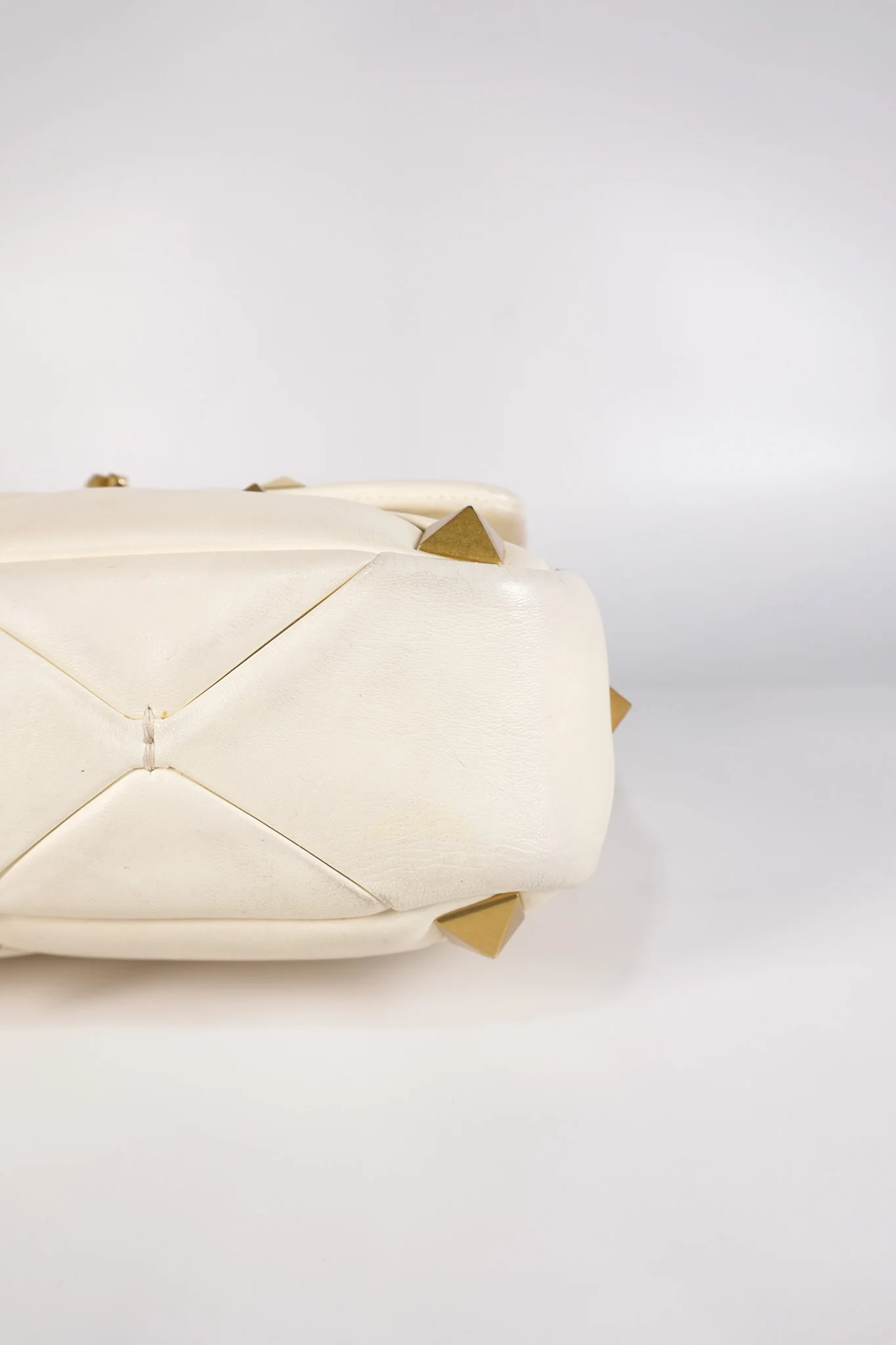 Valentino Roman Stud Top Handle Off White Nappa Leather Crossbody Bag - Image 14