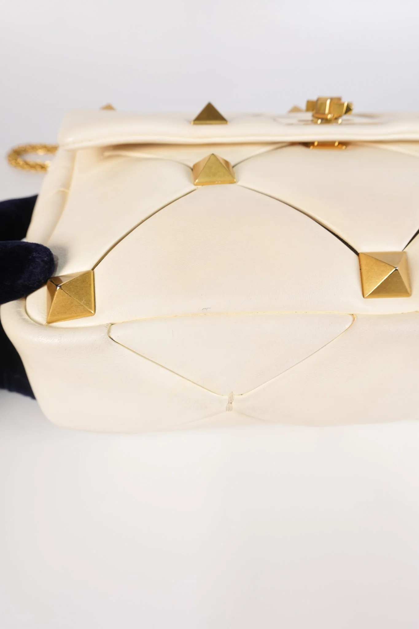 Valentino Roman Stud Top Handle Off White Nappa Leather Crossbody Bag - Image 17