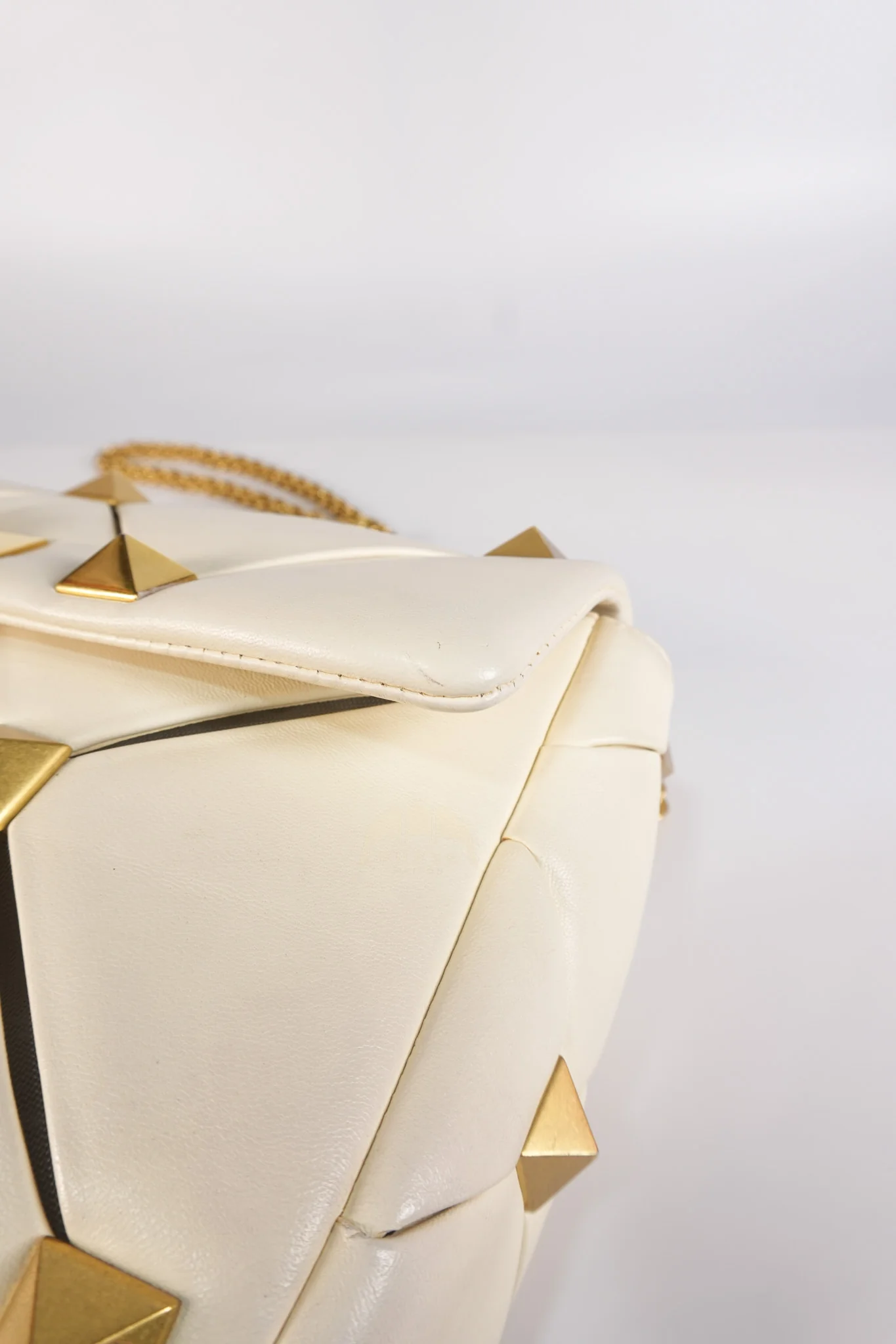 Valentino Roman Stud Top Handle Off White Nappa Leather Crossbody Bag - Image 19