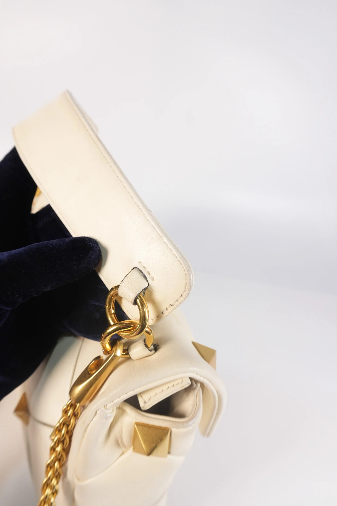 Valentino Roman Stud Top Handle Off White Nappa Leather Crossbody Bag - Image 22