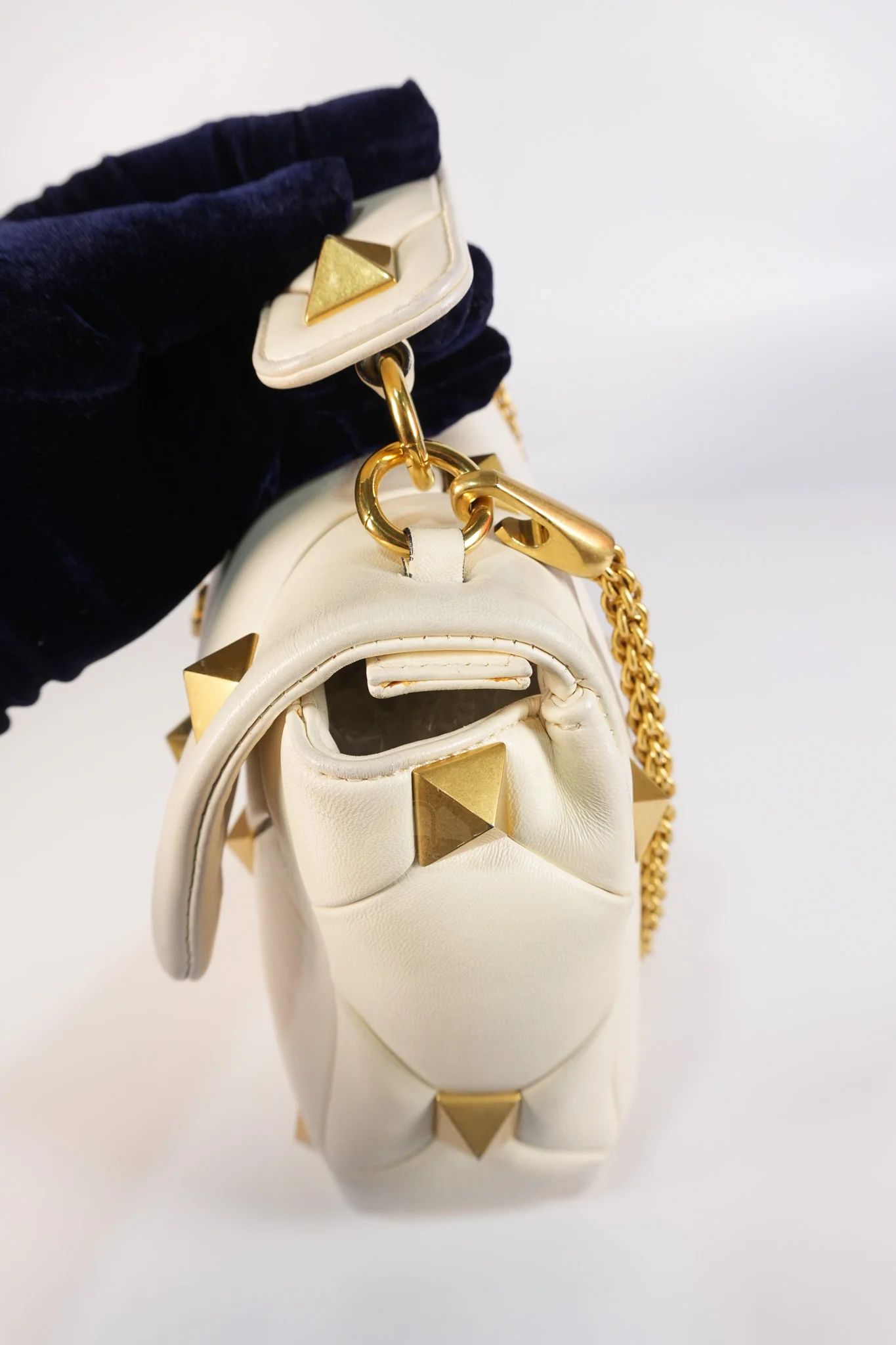 Valentino Roman Stud Top Handle Off White Nappa Leather Crossbody Bag - Image 27