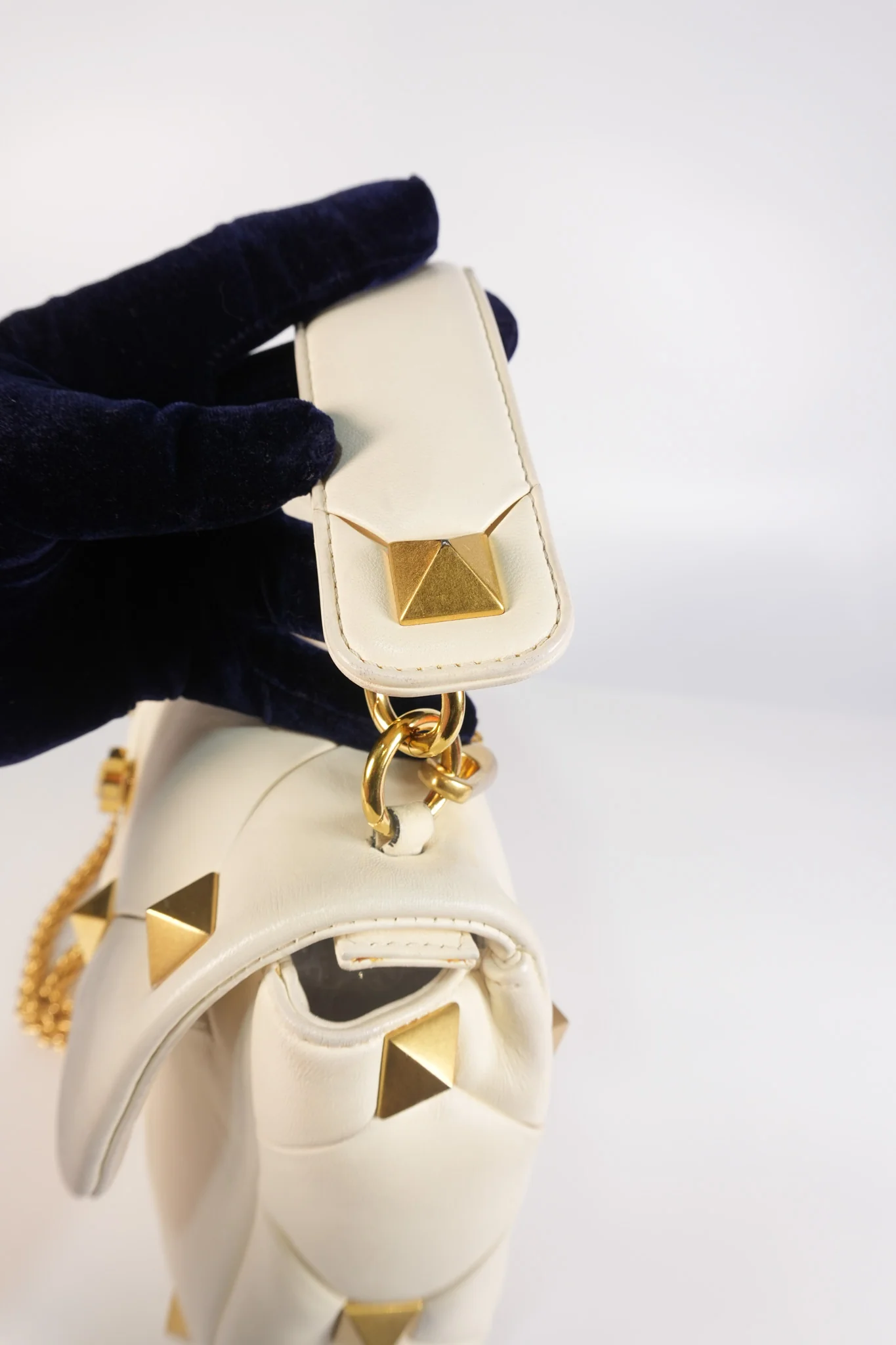 Valentino Roman Stud Top Handle Off White Nappa Leather Crossbody Bag - Image 28