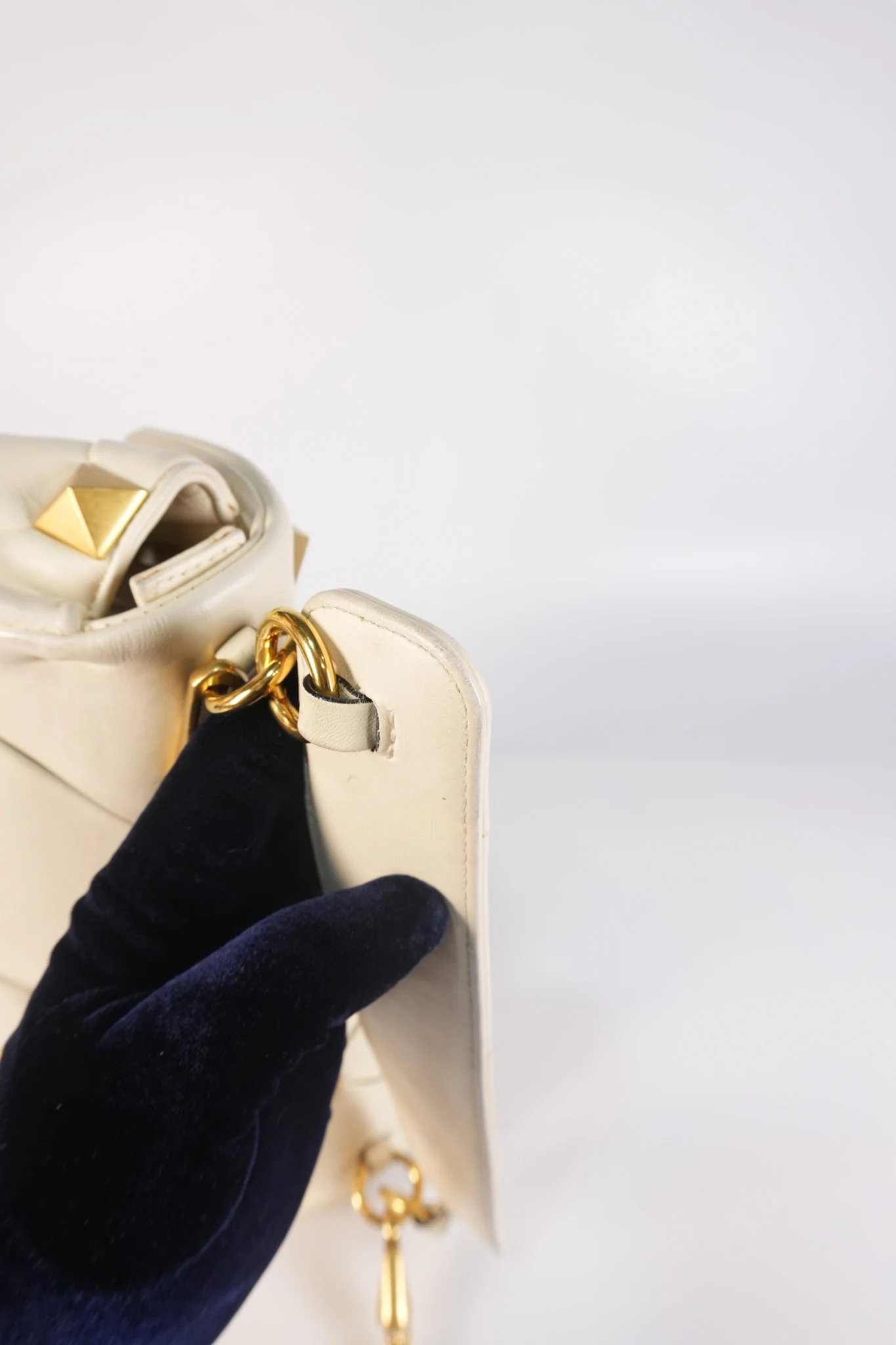 Valentino Roman Stud Top Handle Off White Nappa Leather Crossbody Bag - Image 29