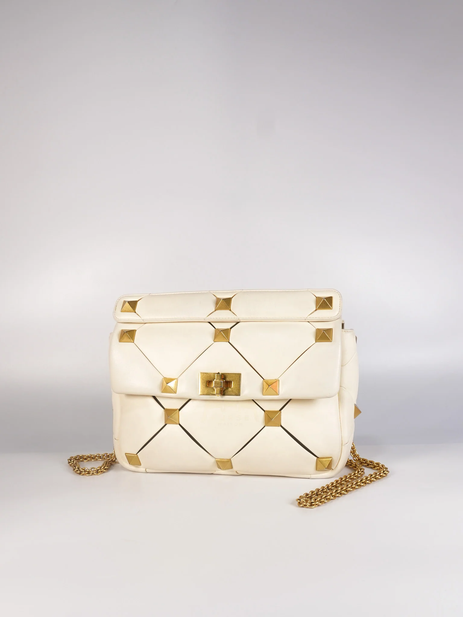 Valentino Roman Stud Top Handle Off White Nappa Leather Crossbody Bag - Image 3