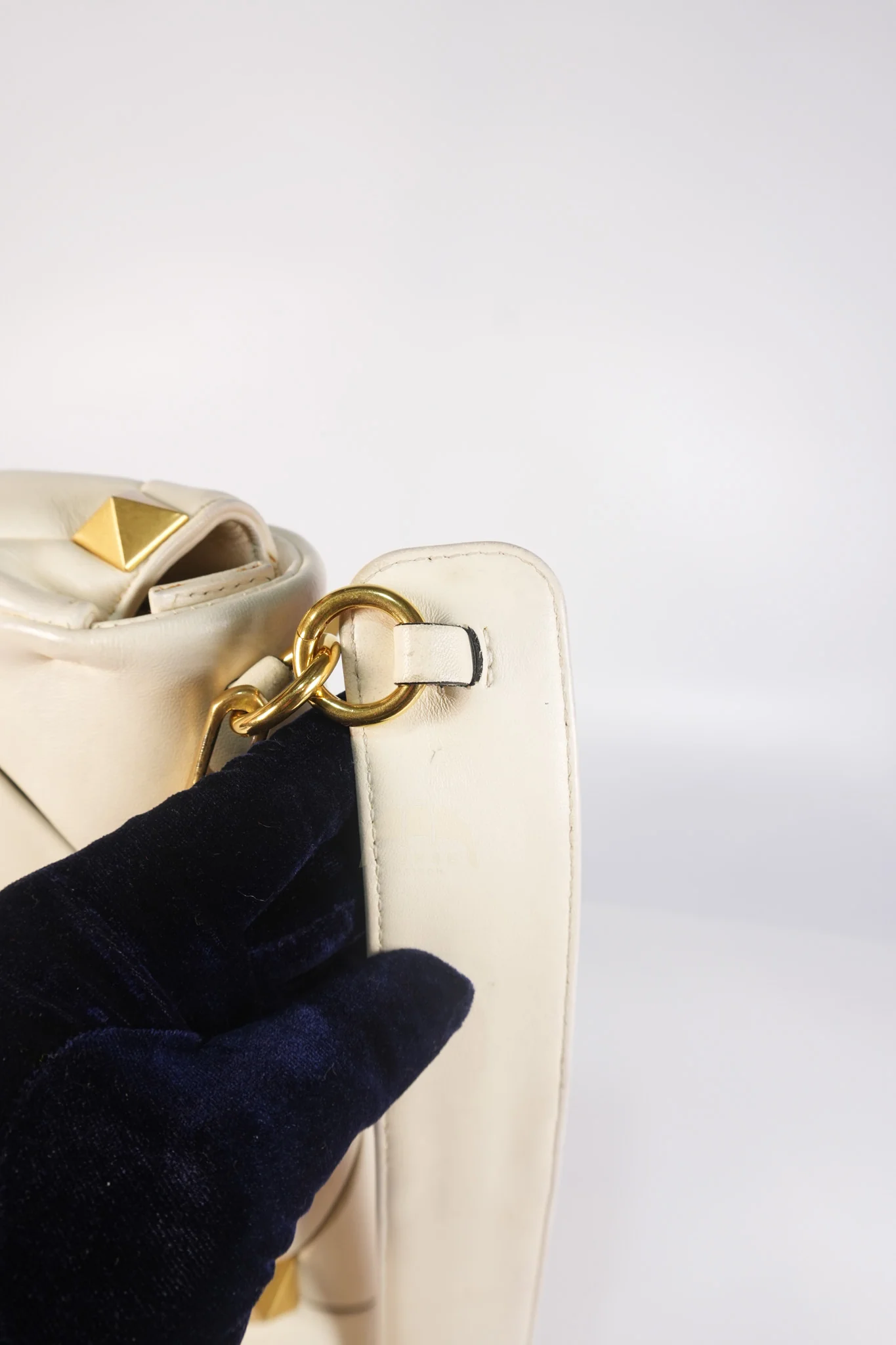 Valentino Roman Stud Top Handle Off White Nappa Leather Crossbody Bag - Image 30