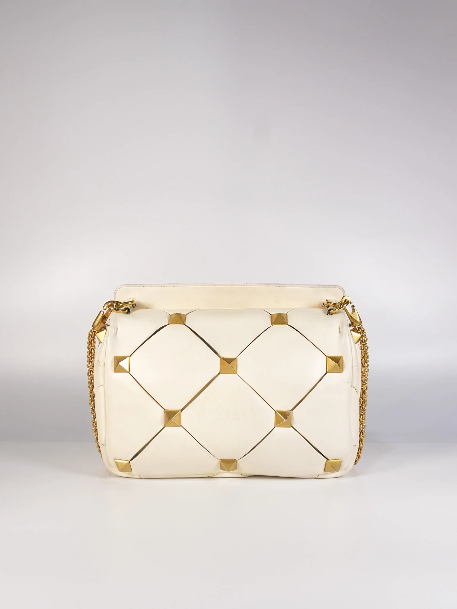 Valentino Roman Stud Top Handle Off White Nappa Leather Crossbody Bag - Image 4