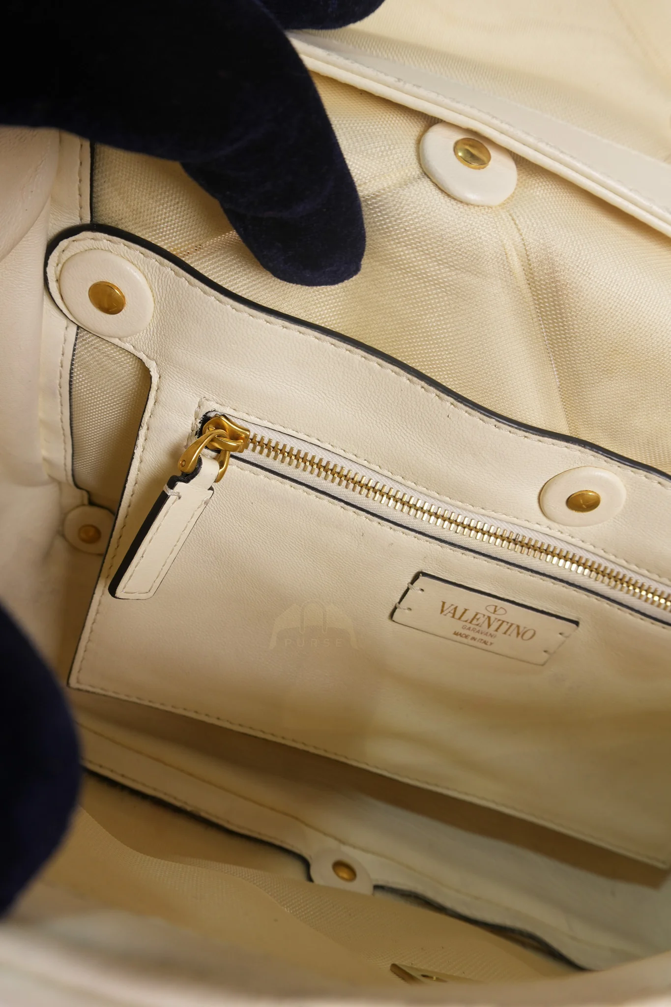 Valentino Roman Stud Top Handle Off White Nappa Leather Crossbody Bag - Image 46