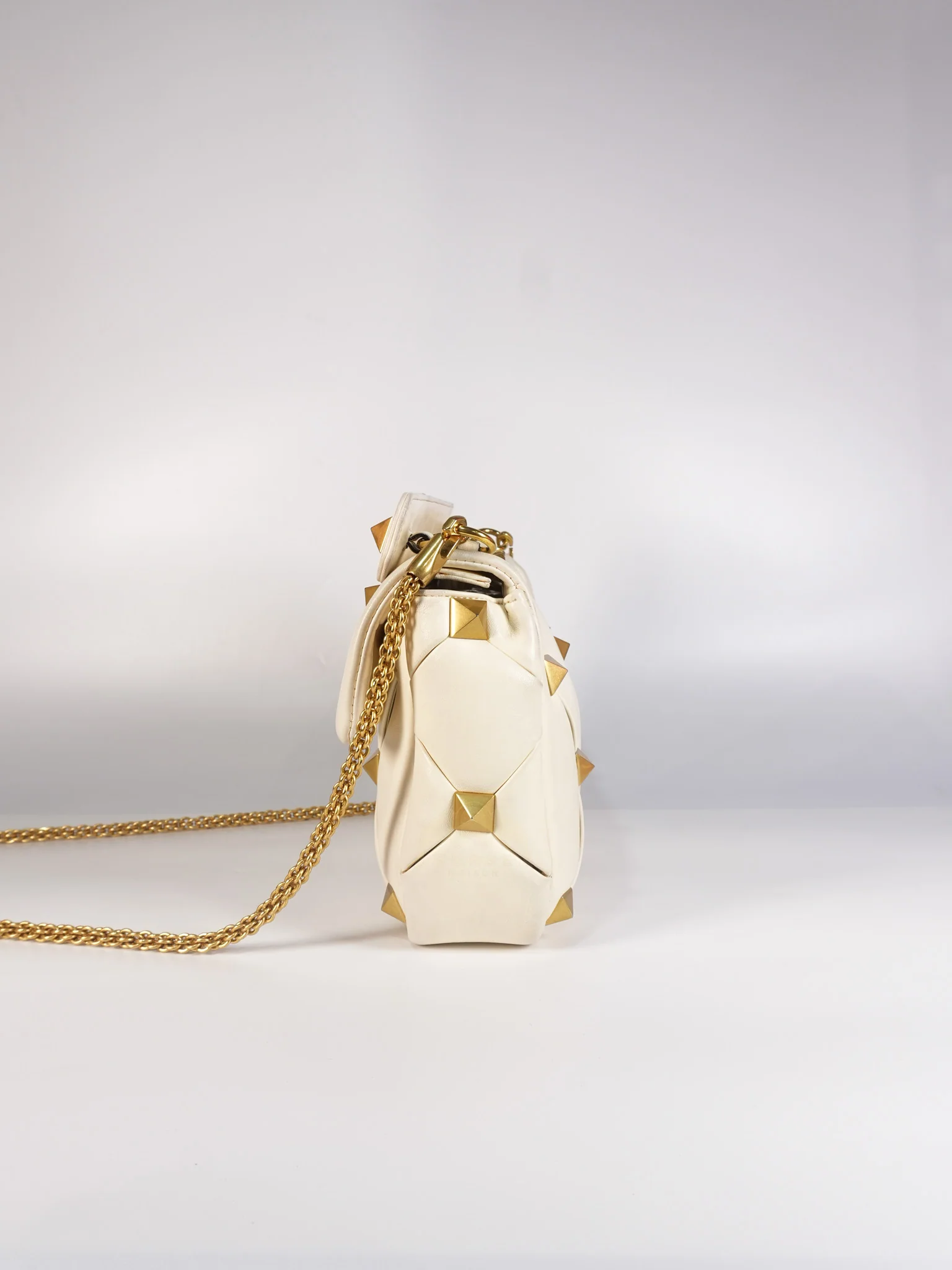 Valentino Roman Stud Top Handle Off White Nappa Leather Crossbody Bag - Image 5