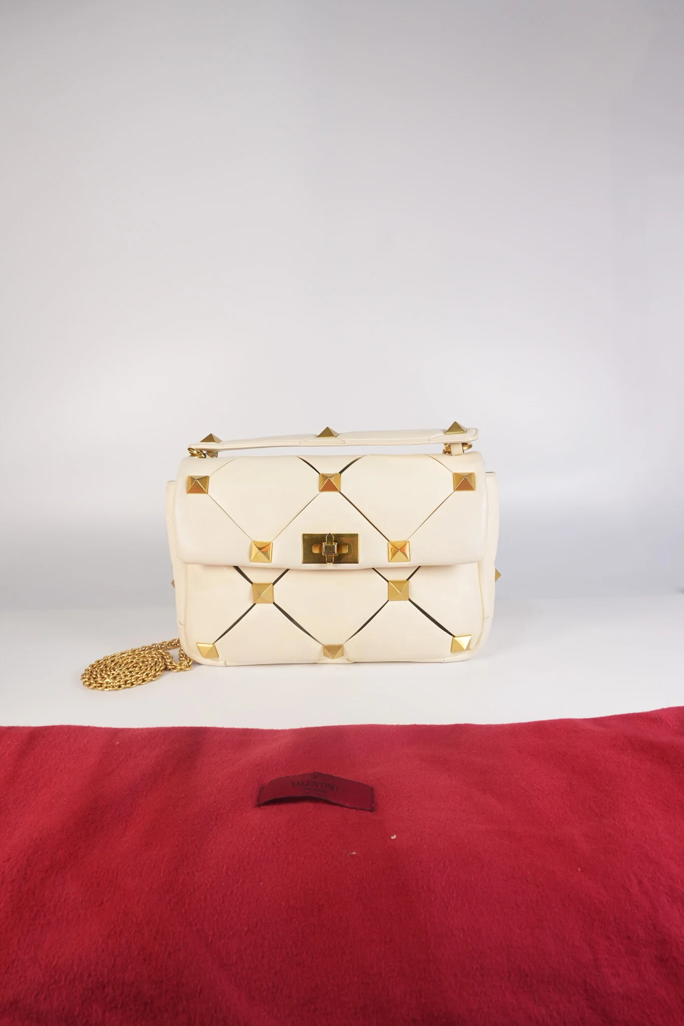 Valentino Roman Stud Top Handle Off White Nappa Leather Crossbody Bag - Image 55