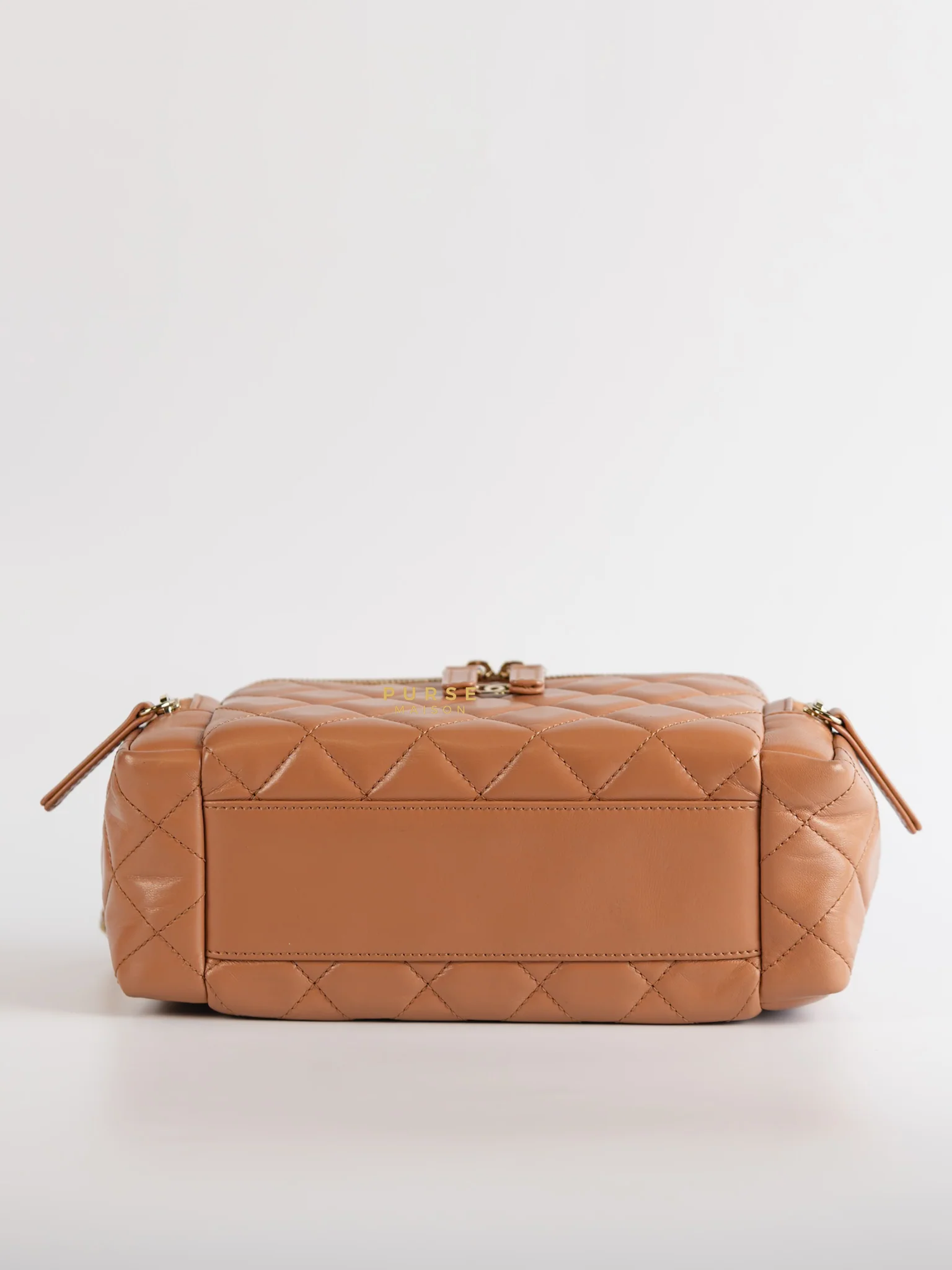 Chanel Top Handle Cargo Vanity Case Shoulder Bag Lambskin Dark Beige (Microchip) - Image 4