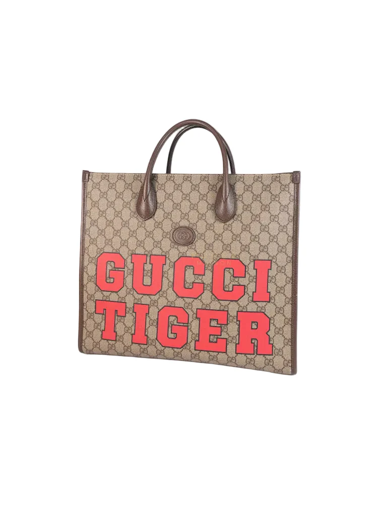 Gucci Pelle Grigio Supreme Monogram Canvas Tote Bag - Image 3