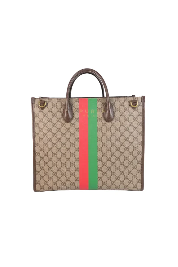 Gucci Pelle Grigio Supreme Monogram Canvas Tote Bag - Image 4