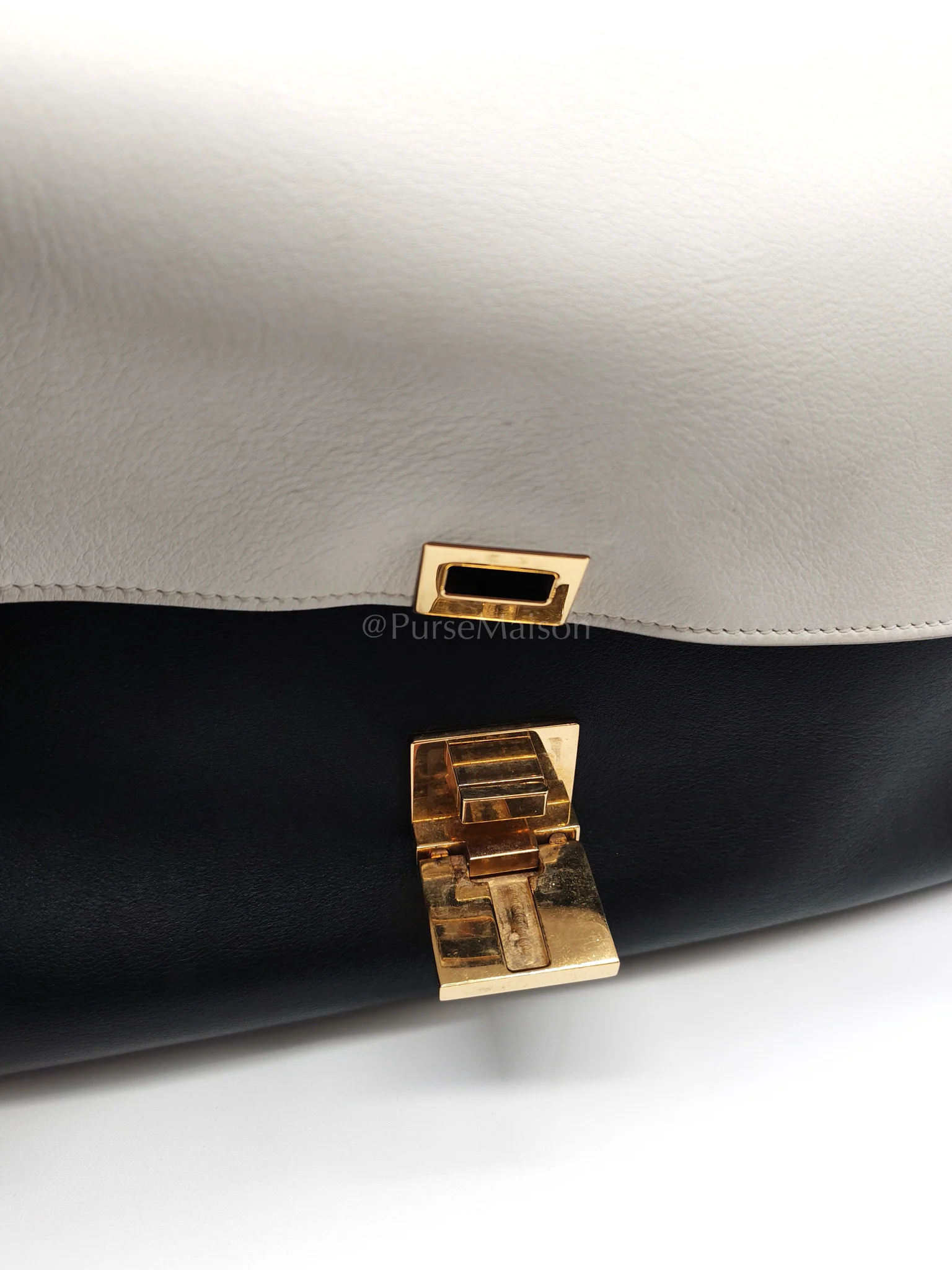 Celine Trapeze Medium in BlacK/White Suede and Calfskin Leather - Image 21