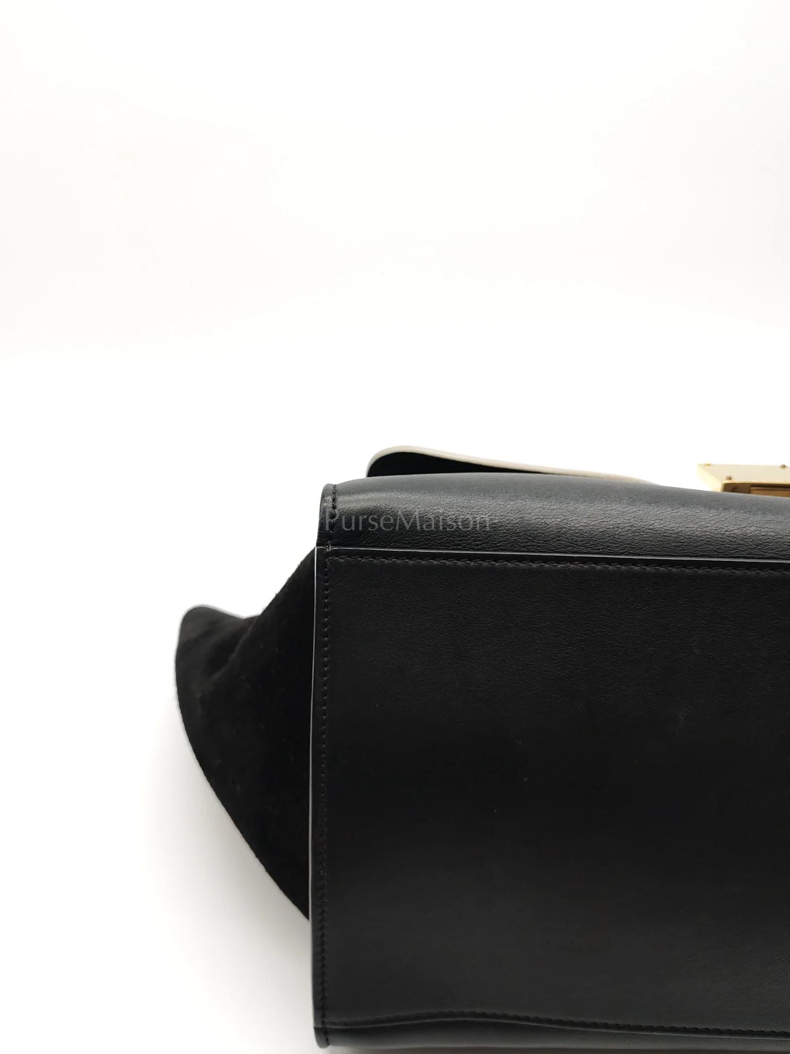 Celine Trapeze Medium in BlacK/White Suede and Calfskin Leather - Image 8