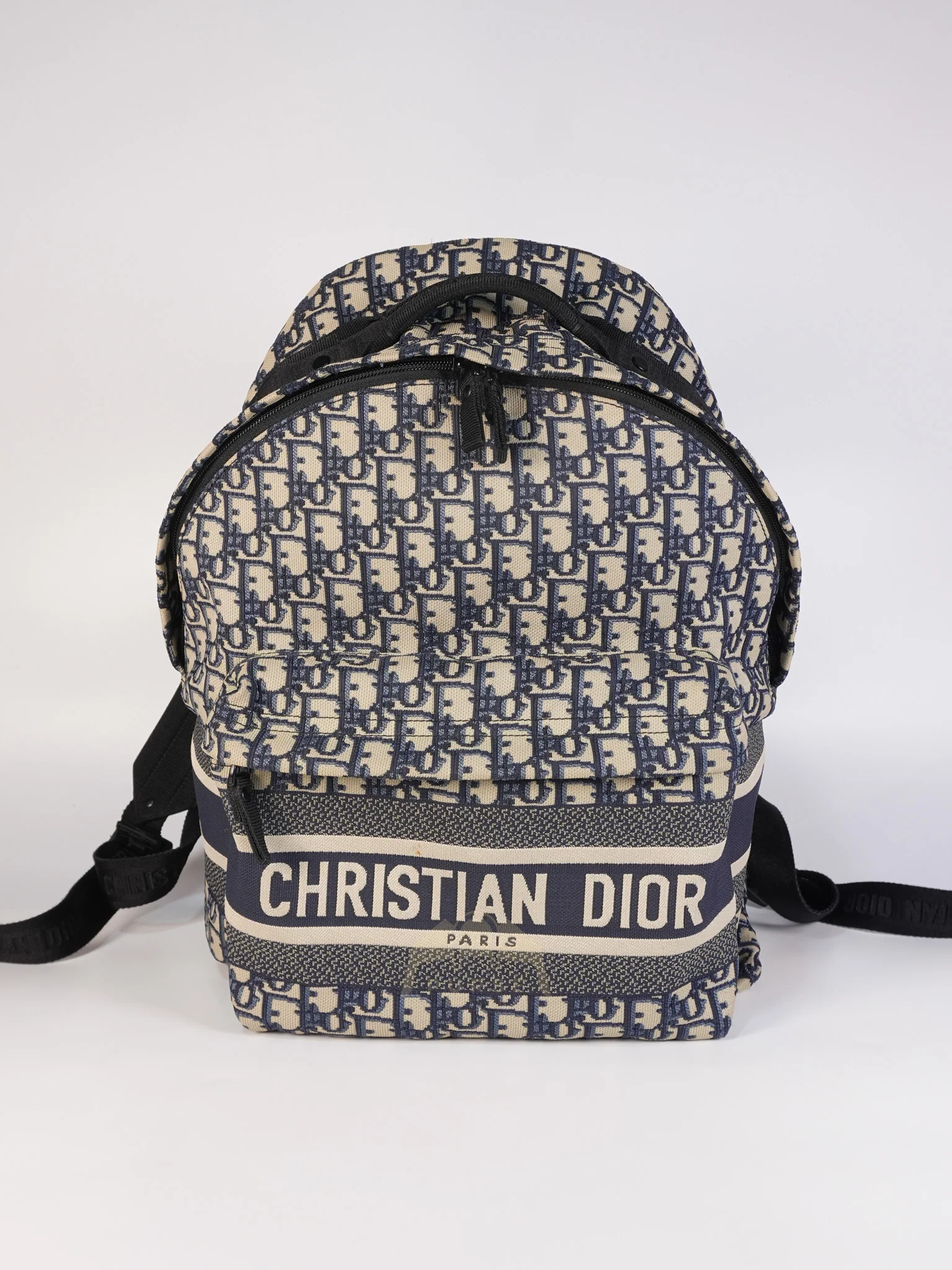 Christian Dior Travel Bagpack in Blue Oblique Jacquard Canvas