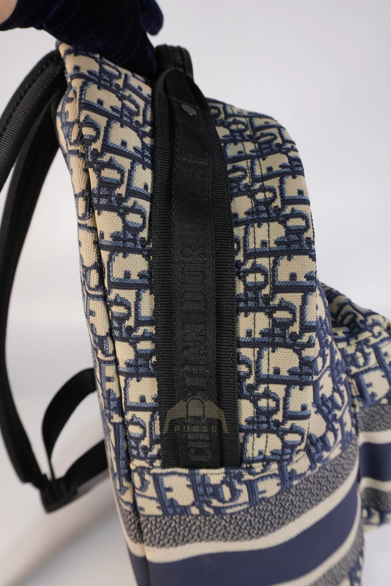 Christian Dior Travel Bagpack in Blue Oblique Jacquard Canvas - Image 21