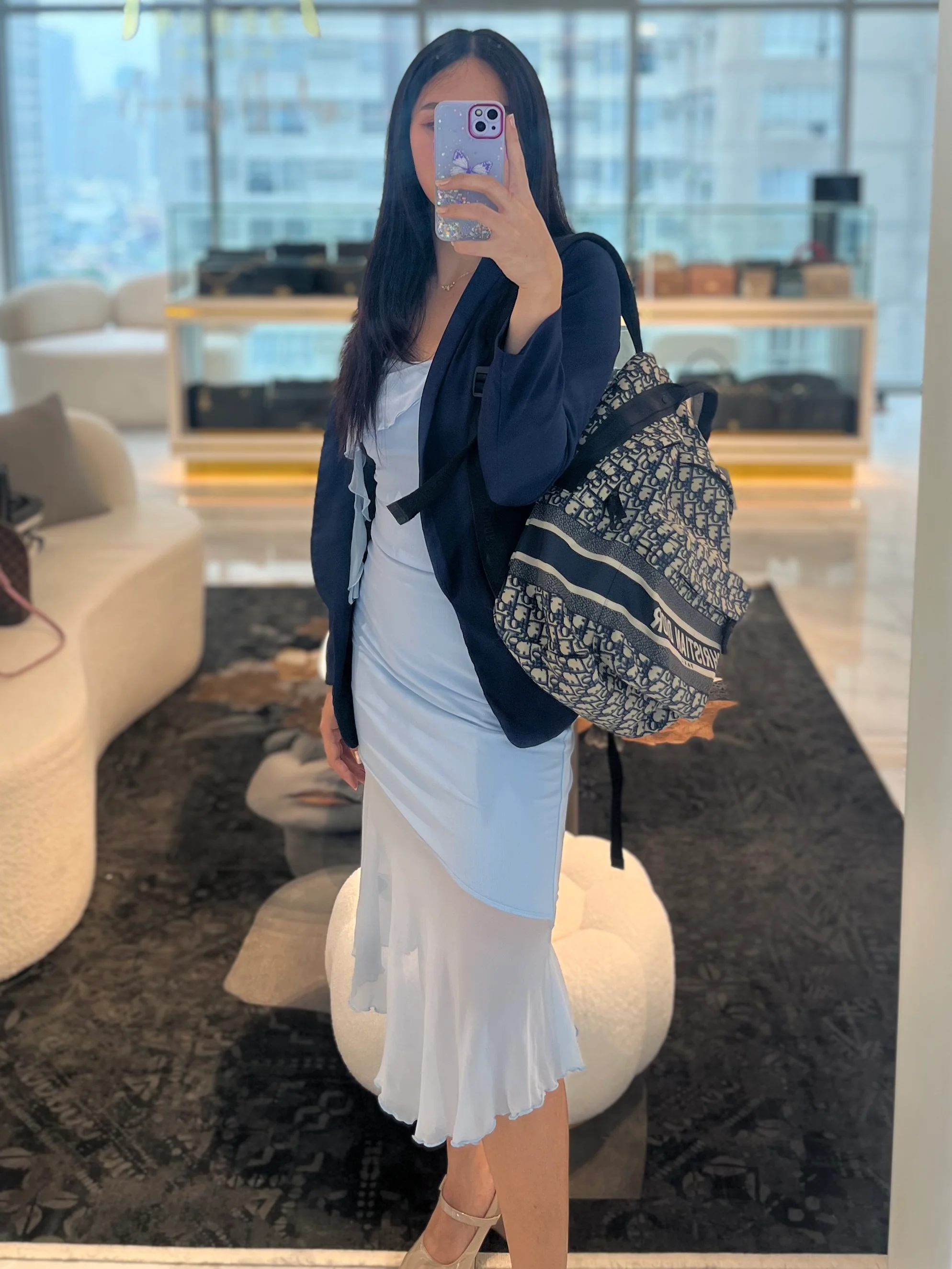 Christian Dior Travel Bagpack in Blue Oblique Jacquard Canvas - Image 30