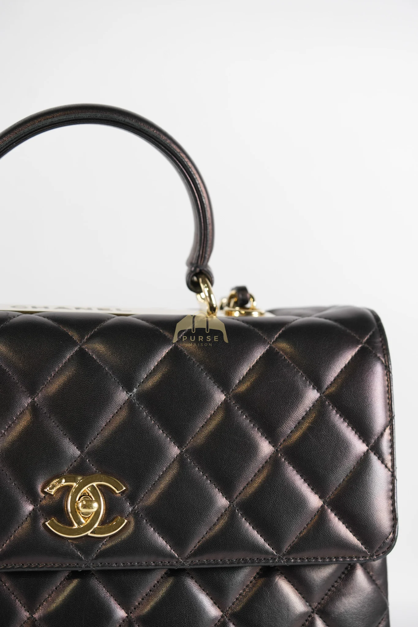 Chanel Trendy CC Top Handle Jumbo in Black Lambskin Light Gold Hardware (Series 19) - Image 20