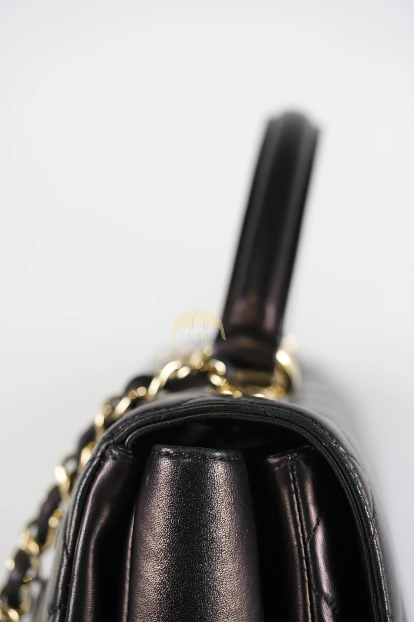Chanel Trendy CC Top Handle Jumbo in Black Lambskin Light Gold Hardware (Series 19) - Image 26