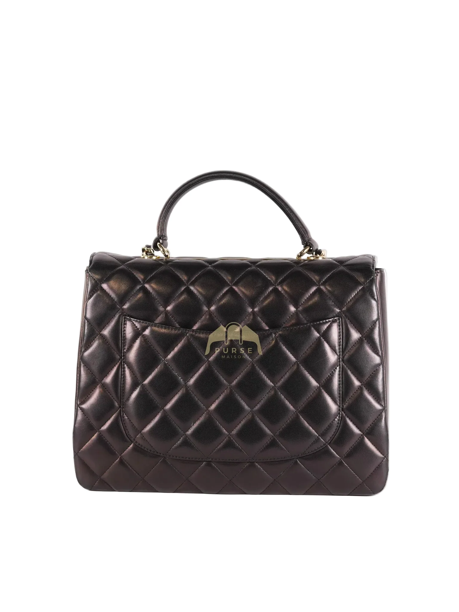 Chanel Trendy CC Top Handle Jumbo in Black Lambskin Light Gold Hardware (Series 19) - Image 4