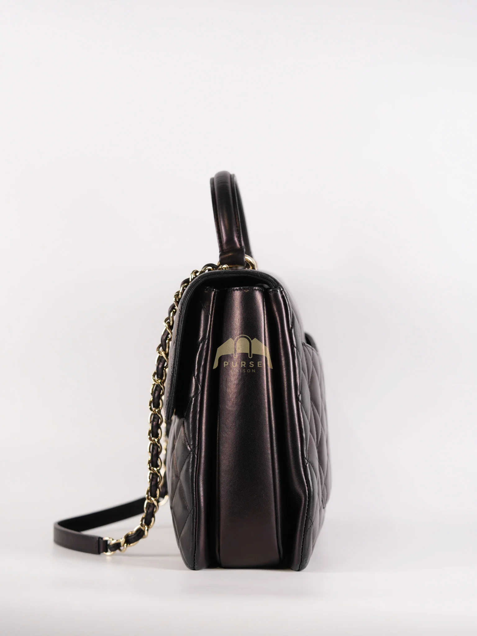 Chanel Trendy CC Top Handle Jumbo in Black Lambskin Light Gold Hardware (Series 19) - Image 5