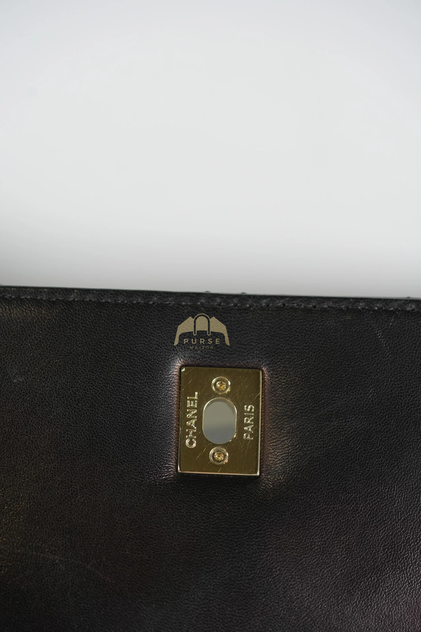 Chanel Trendy CC Top Handle Jumbo in Black Lambskin Light Gold Hardware (Series 19) - Image 55