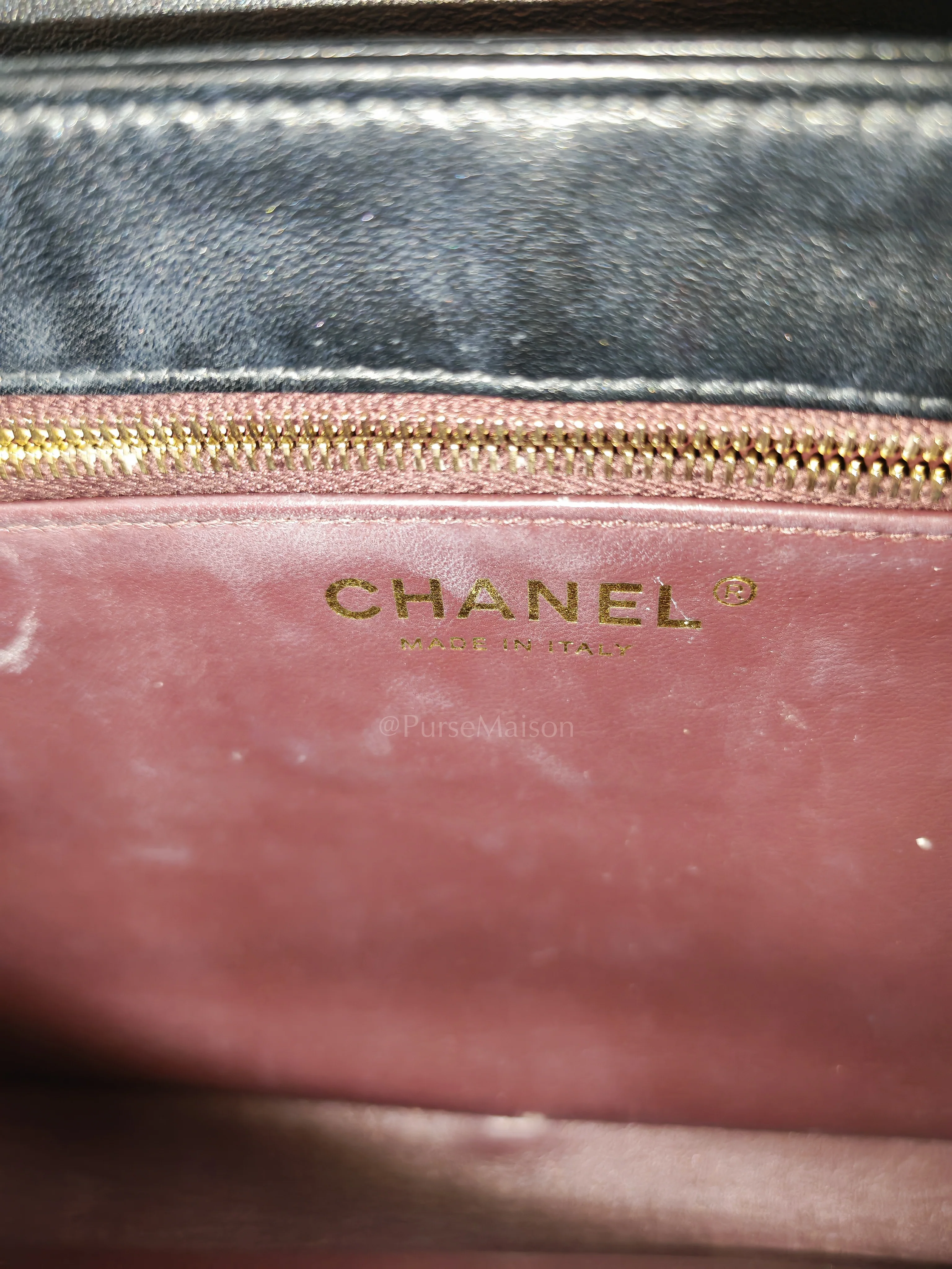 Chanel Trendy CC Top Handle Flap Bag in Dark Navy Blue Quilted Lambskin Leather & Light Gold Hardware Microchip Microchip - Image 32