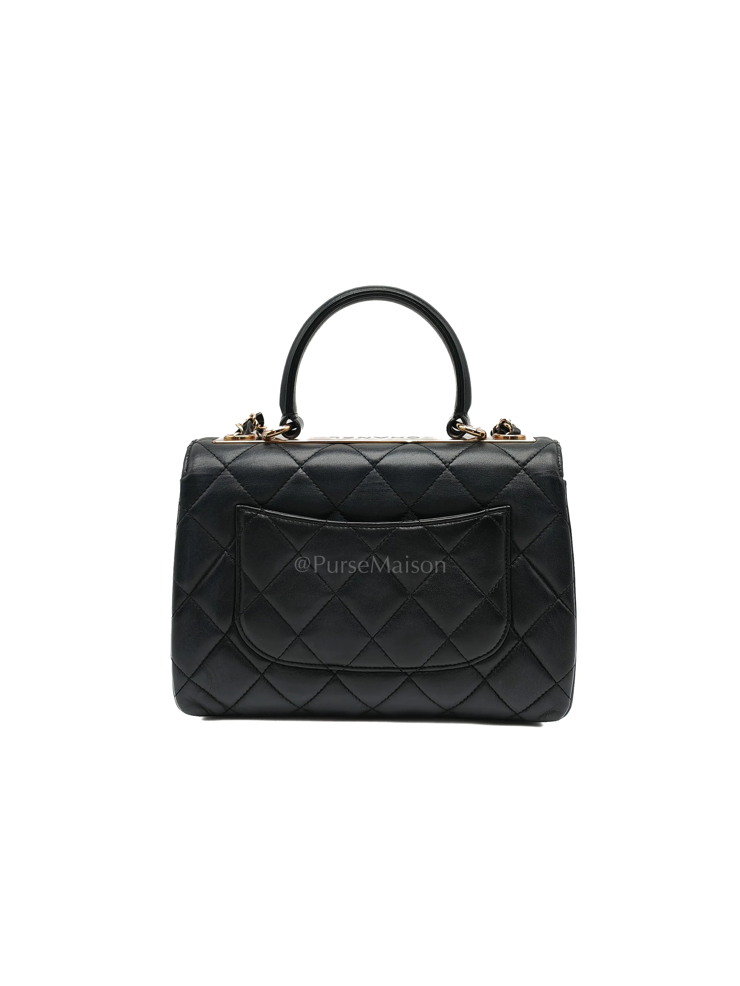 Chanel Trendy CC Top Handle Flap Bag in Dark Navy Blue Quilted Lambskin Leather & Light Gold Hardware Microchip Microchip - Image 4