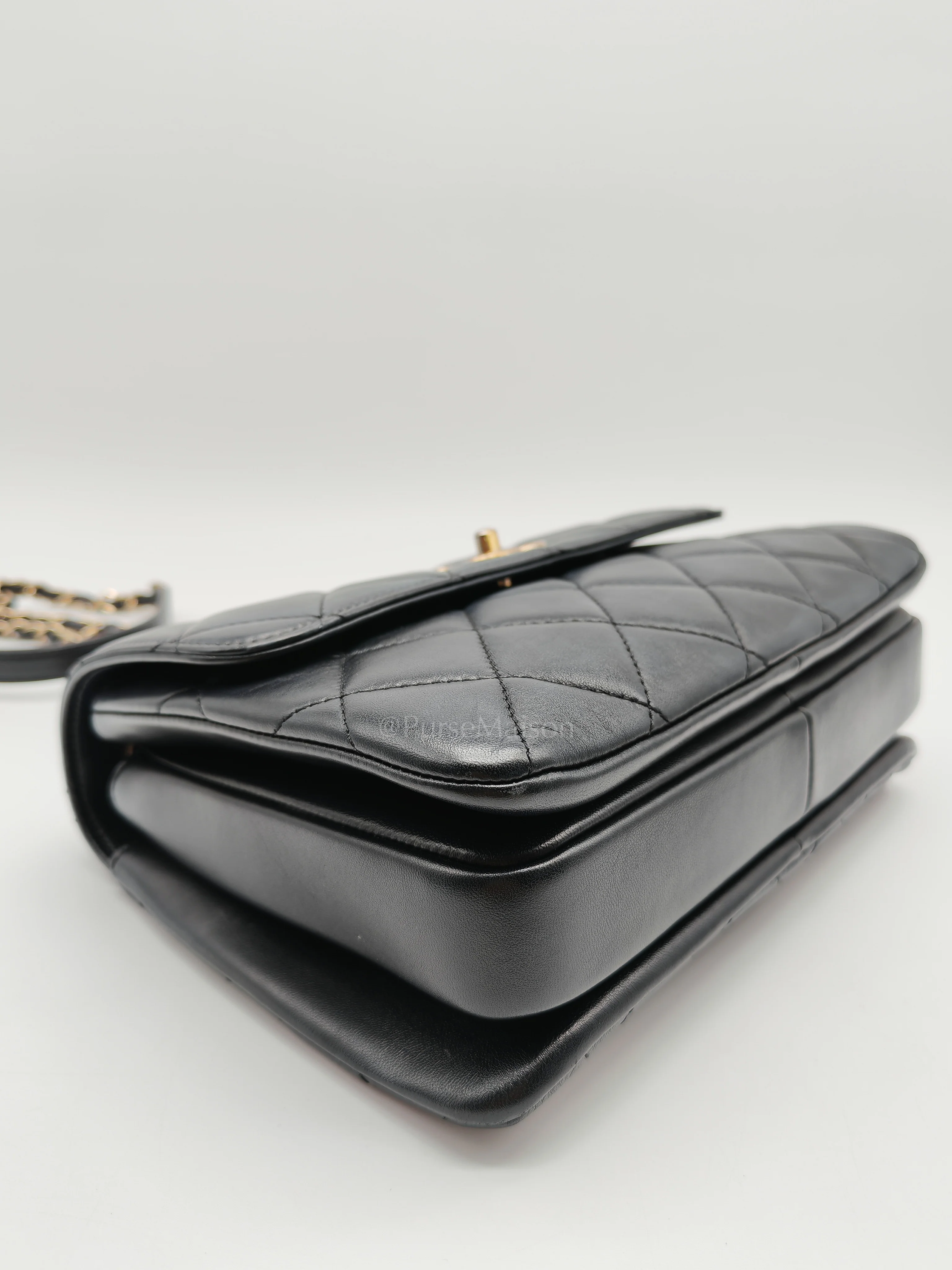 Chanel Trendy CC Top Handle Flap Bag in Dark Navy Blue Quilted Lambskin Leather & Light Gold Hardware Microchip Microchip - Image 8