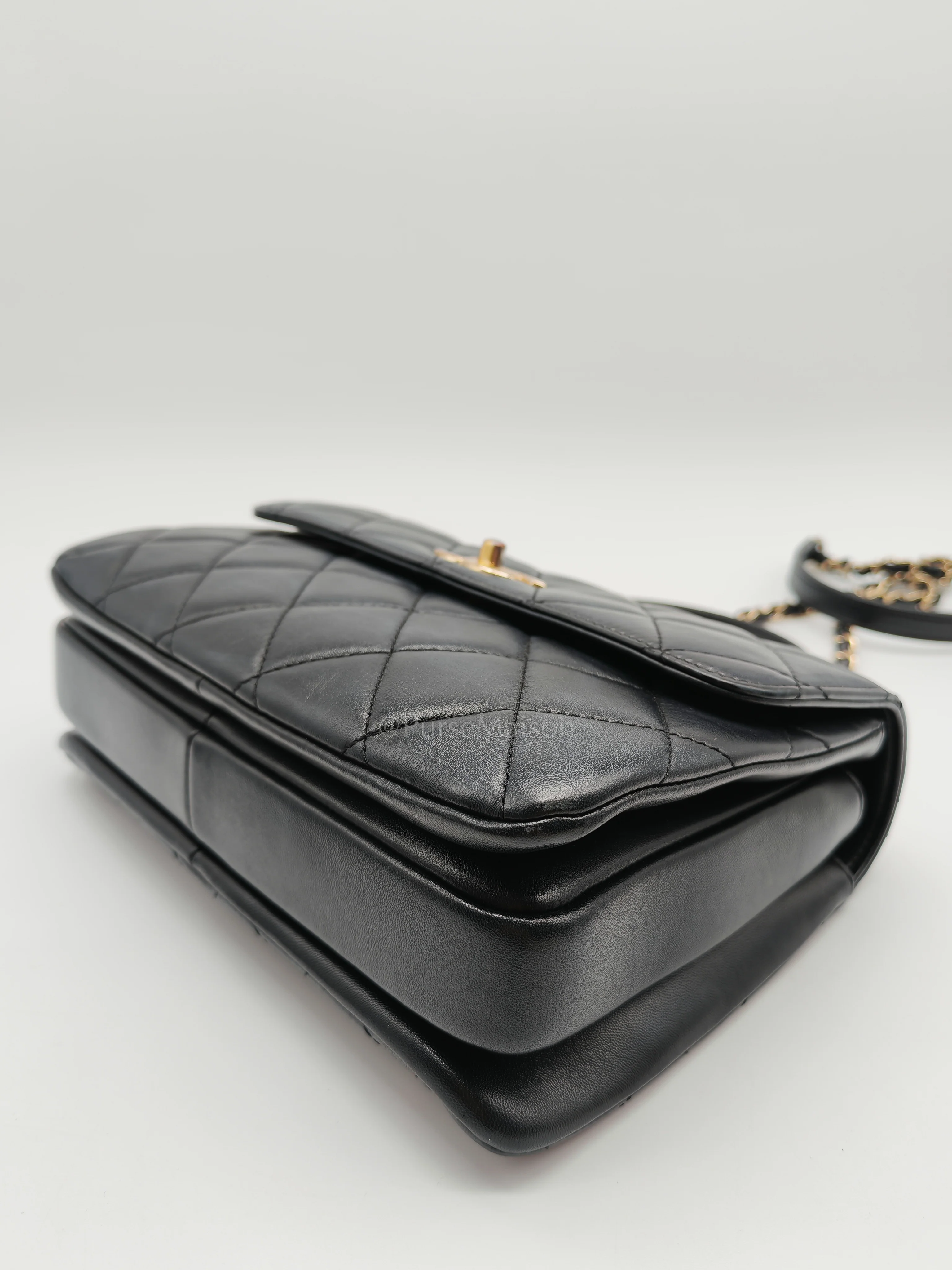 Chanel Trendy CC Top Handle Flap Bag in Dark Navy Blue Quilted Lambskin Leather & Light Gold Hardware Microchip Microchip - Image 9