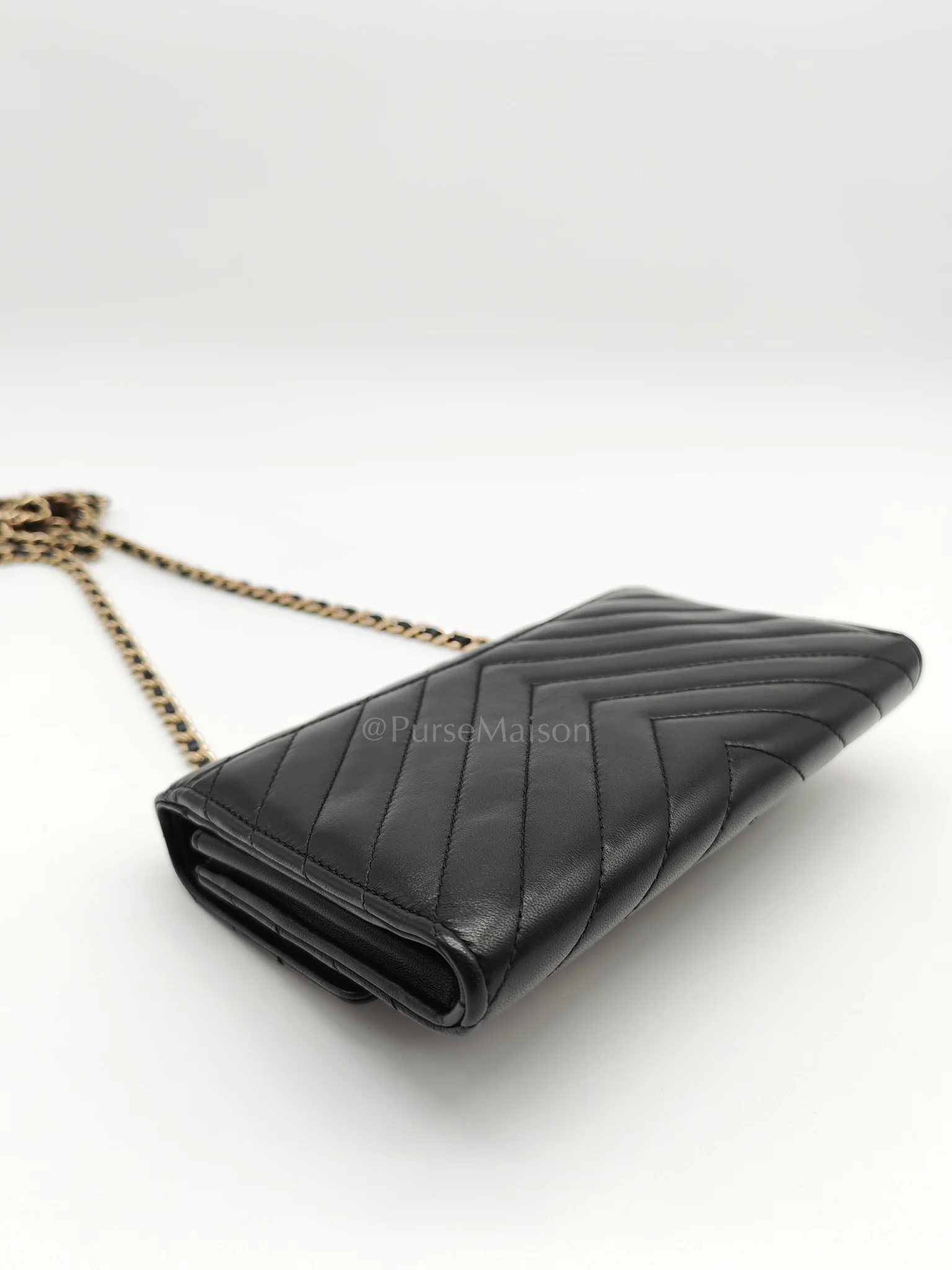 Chanel Trendy Wallet on Chain(WOC) Black Lambskin Leather in Light Gold Hardware (Series 25****00) - Image 10