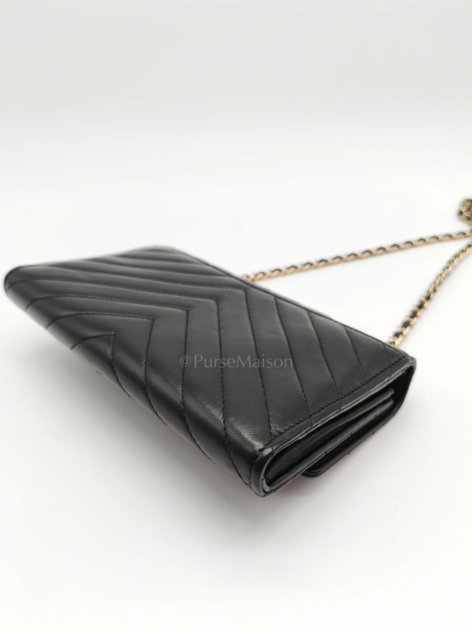 Chanel Trendy Wallet on Chain(WOC) Black Lambskin Leather in Light Gold Hardware (Series 25****00) - Image 11