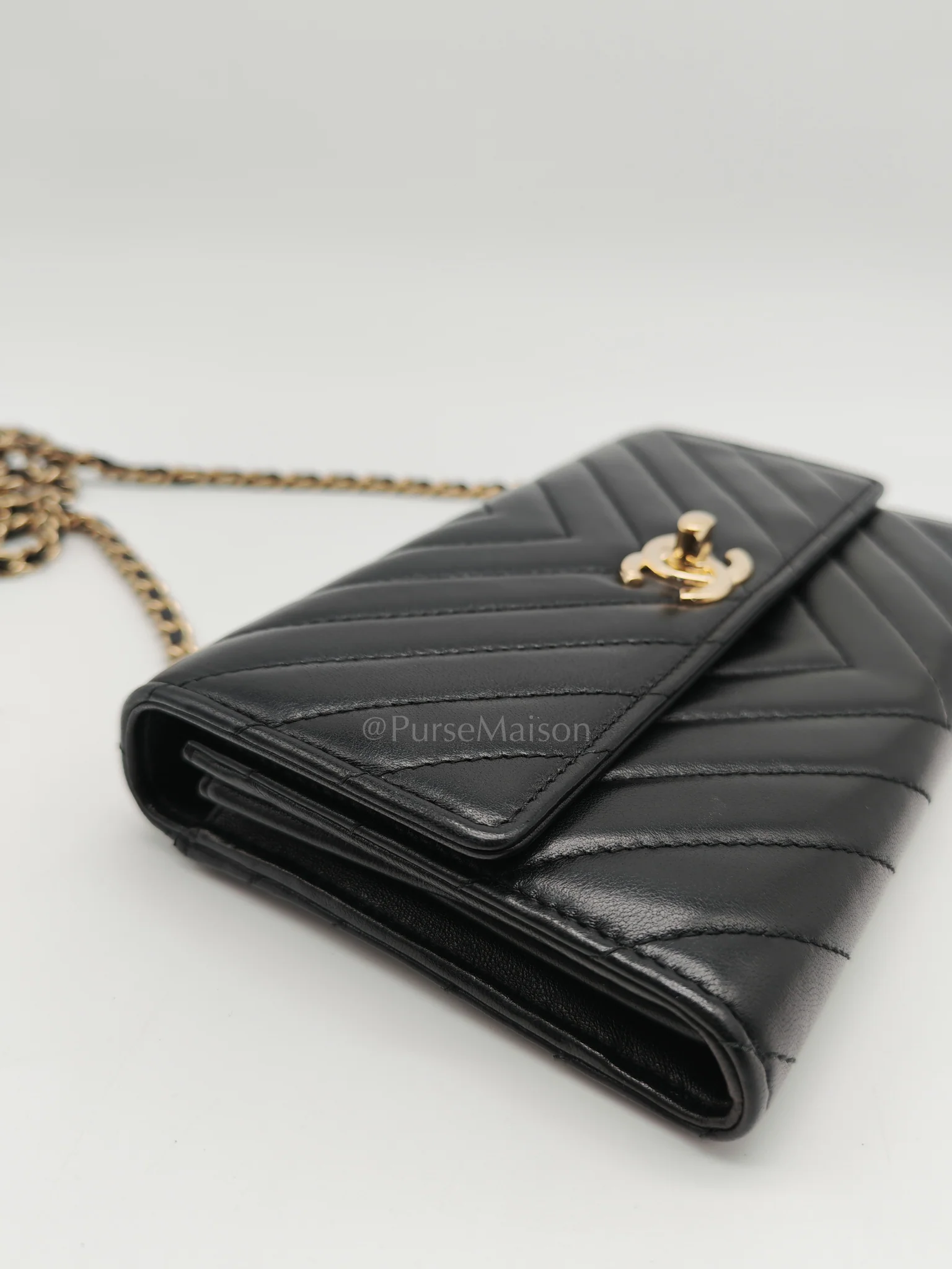 Chanel Trendy Wallet on Chain(WOC) Black Lambskin Leather in Light Gold Hardware (Series 25****00) - Image 16